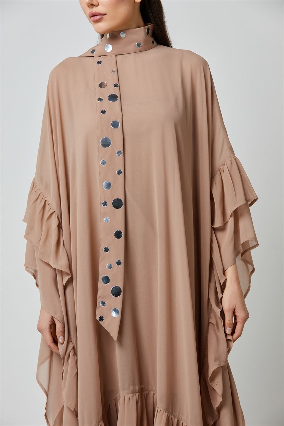 Chiffon Kaftan With Attached Scarf