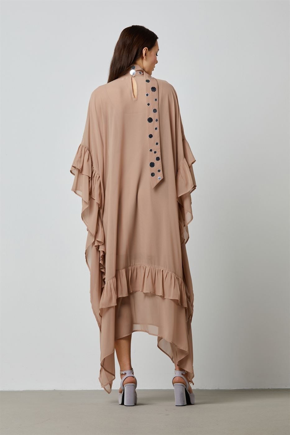 Chiffon Kaftan With Attached Scarf