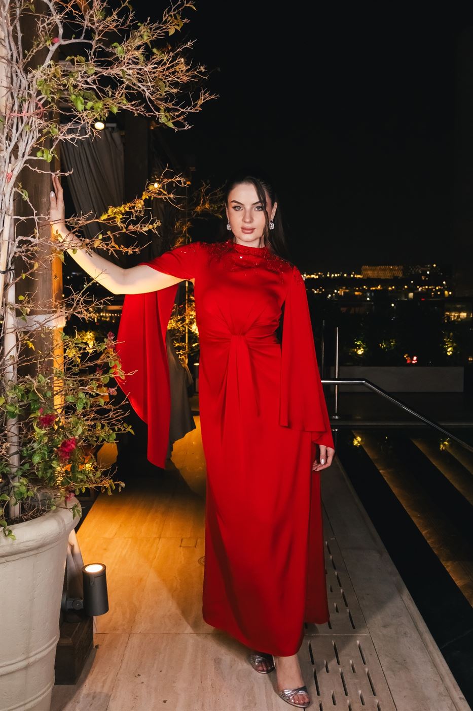 Crimson Satin Dress
