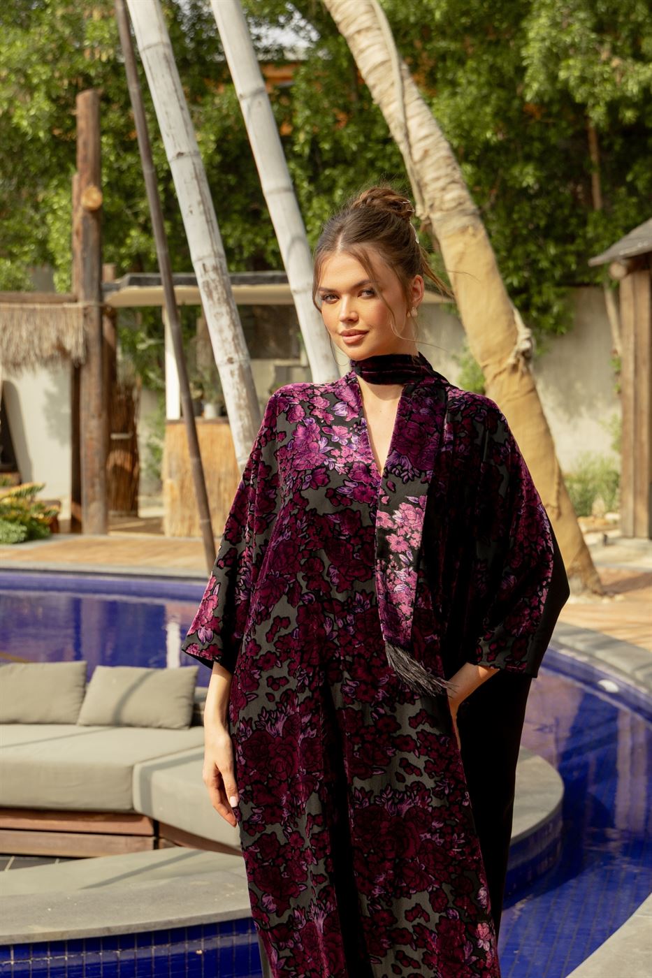 Printed Devore Kaftan