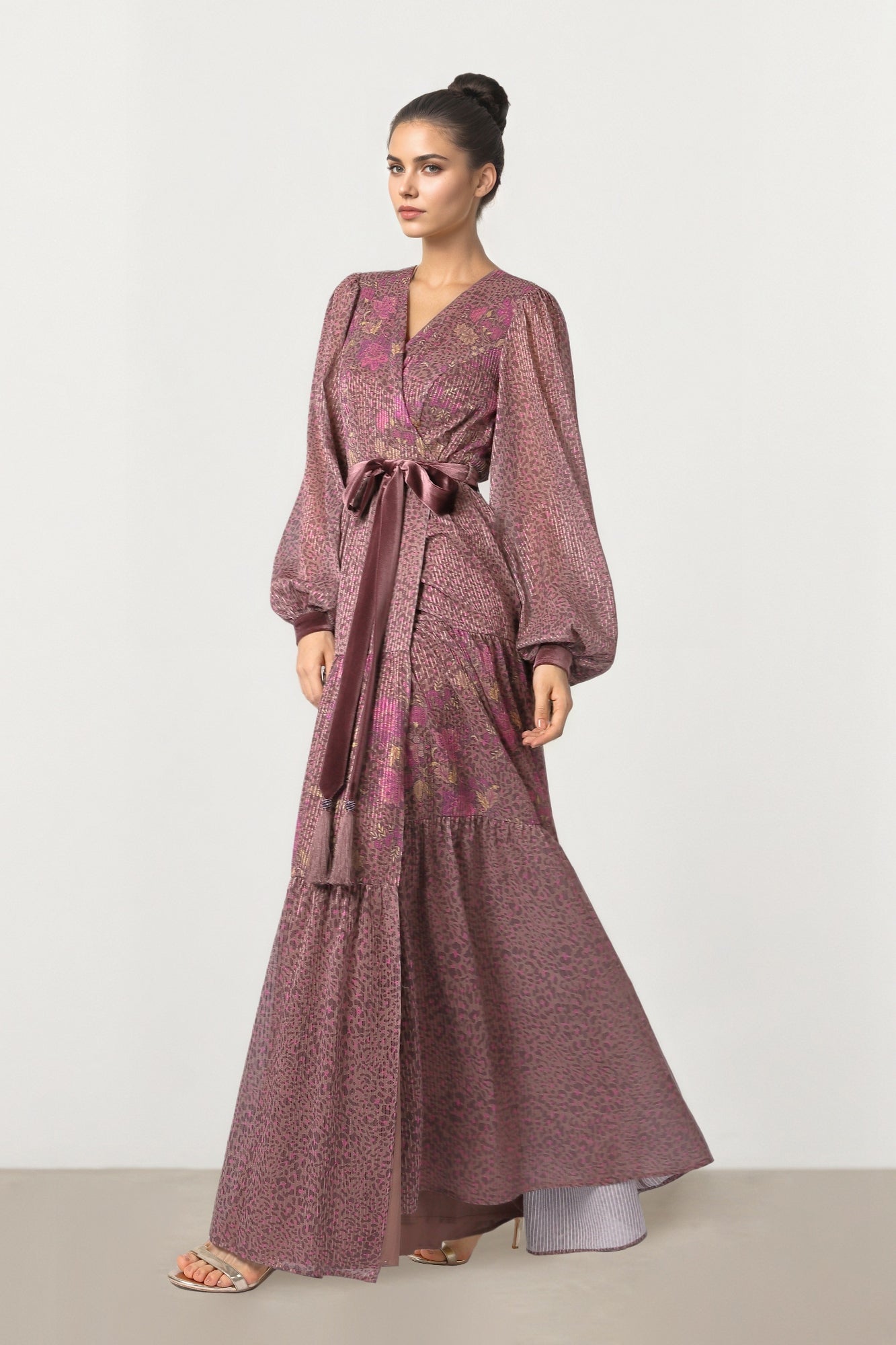 Embroidered Wrap Dress