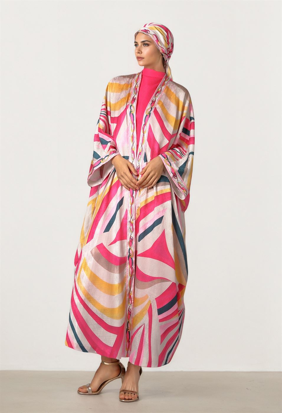 Printed Satin Abaya