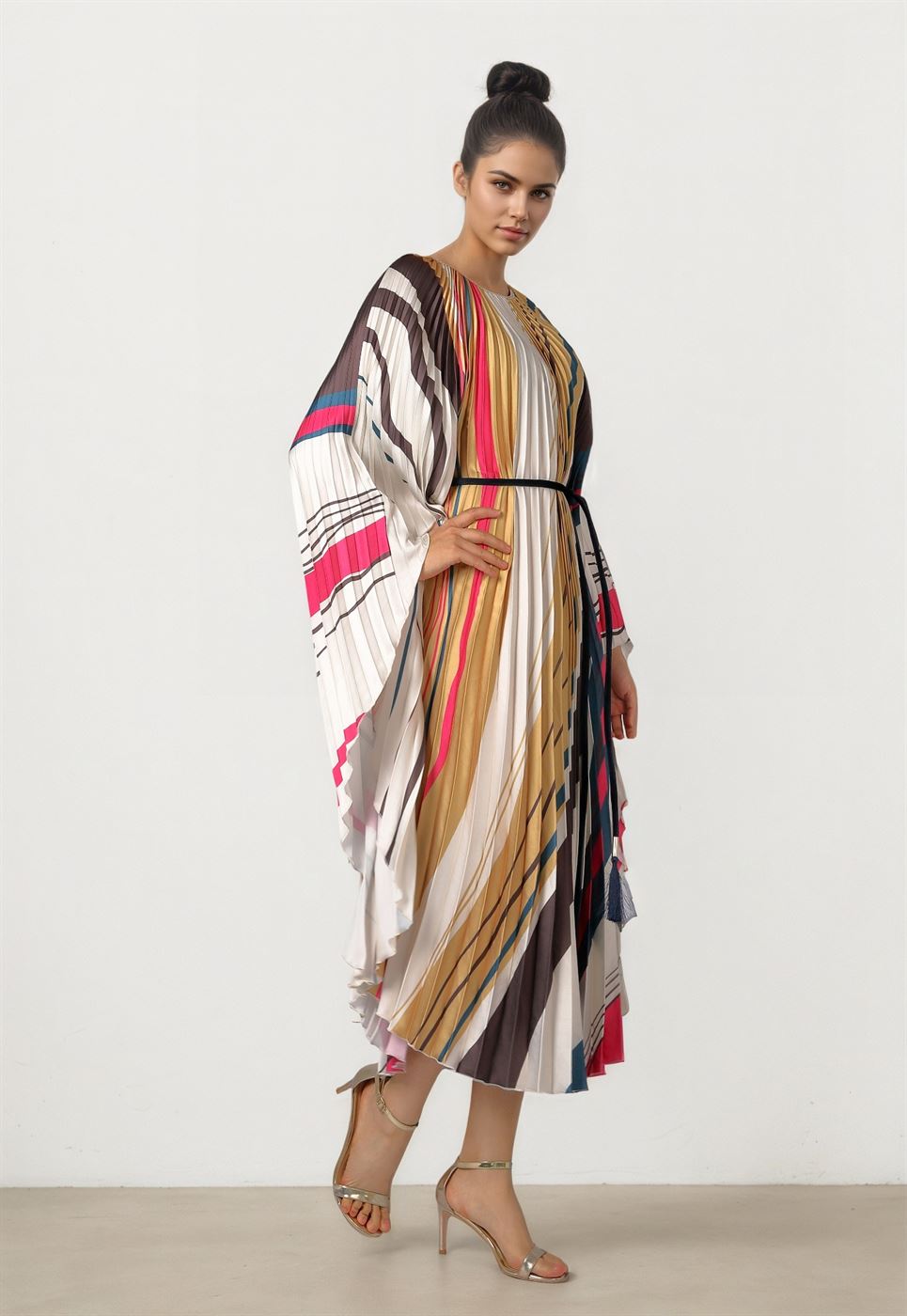 Pleated Satin Kaftan