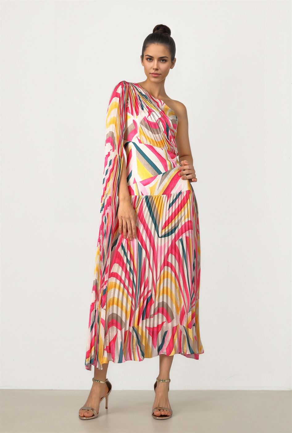 Pleated Stripe Dress