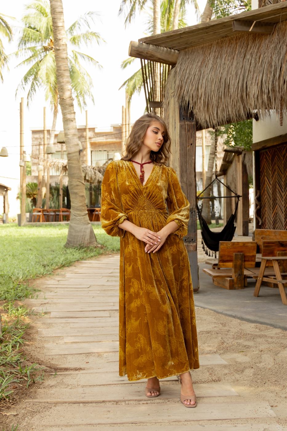 Mustard Devore Dress