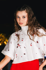 Beaded Taffeta Blouse