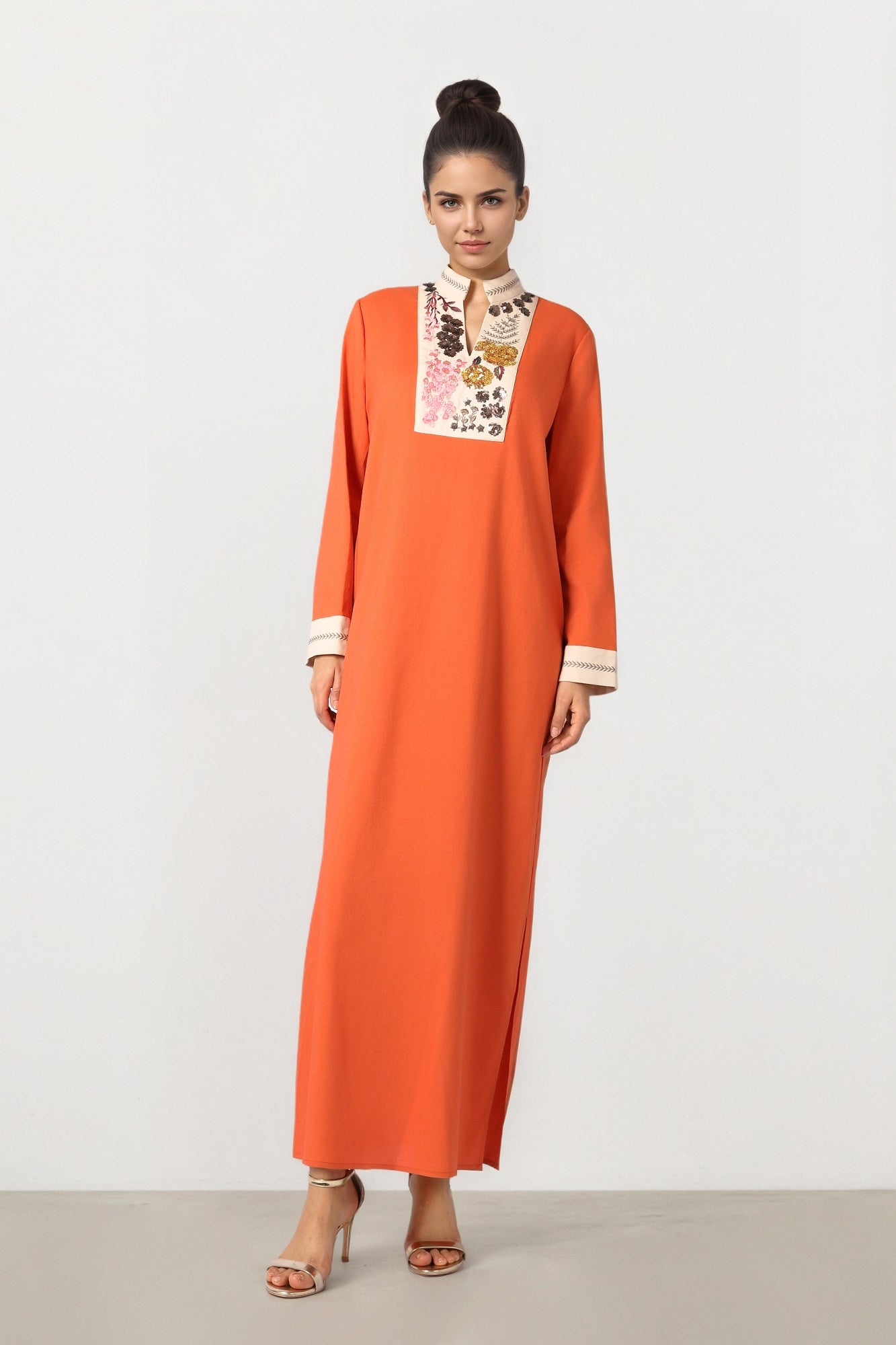Embellished Linen Kaftan