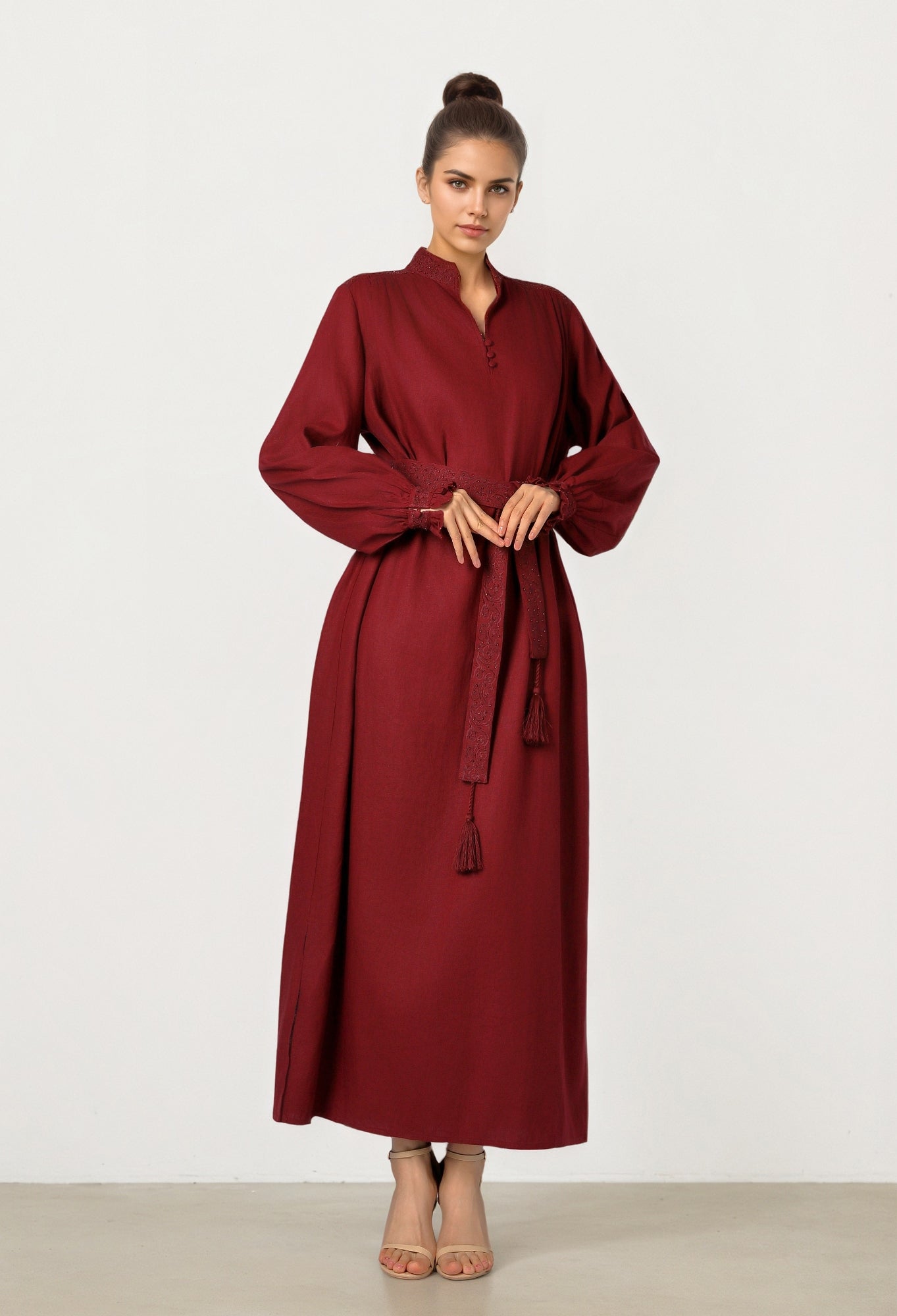 Embroidered Linen Dress
