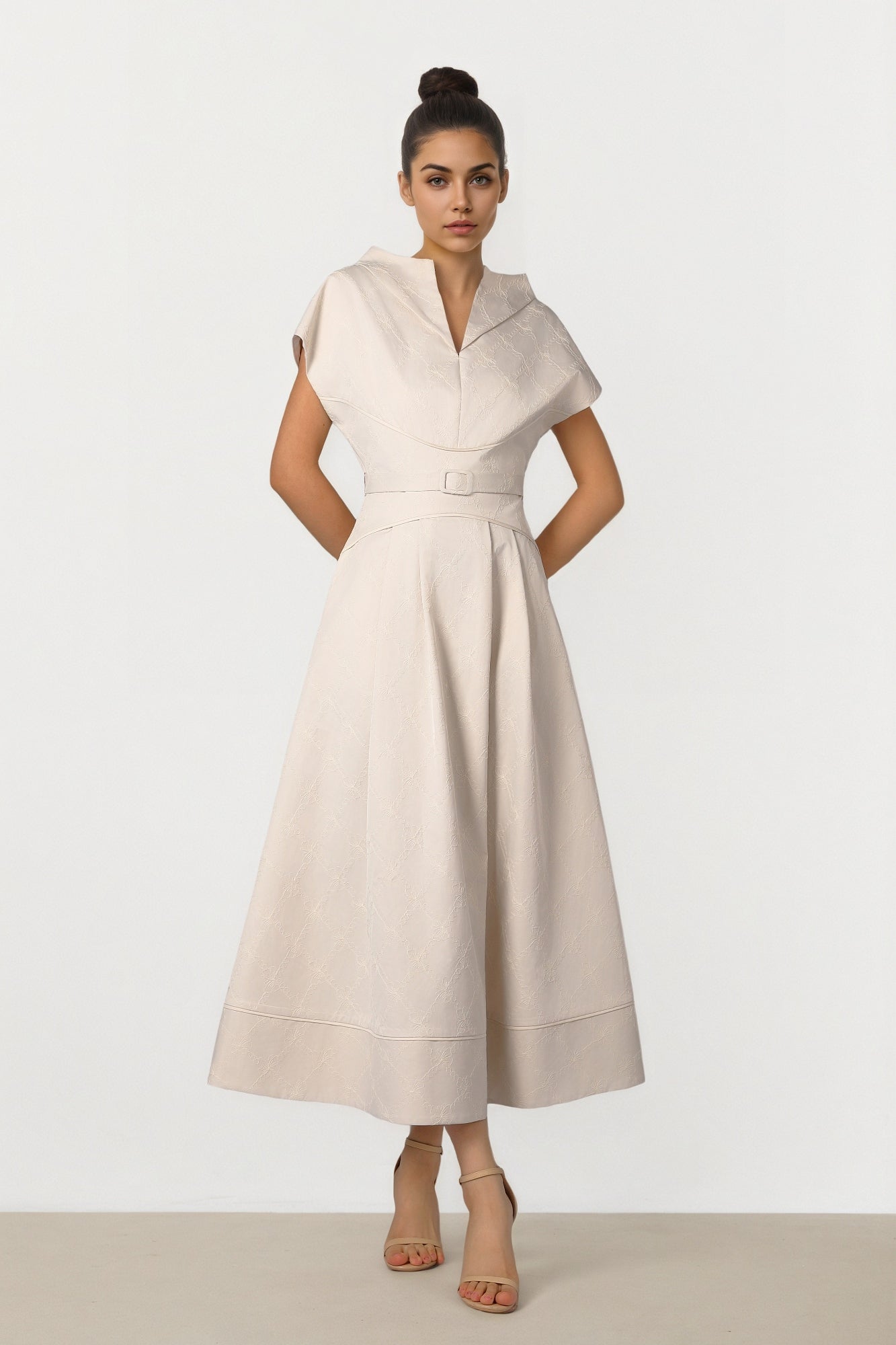 Embroidered A-Line Midi
