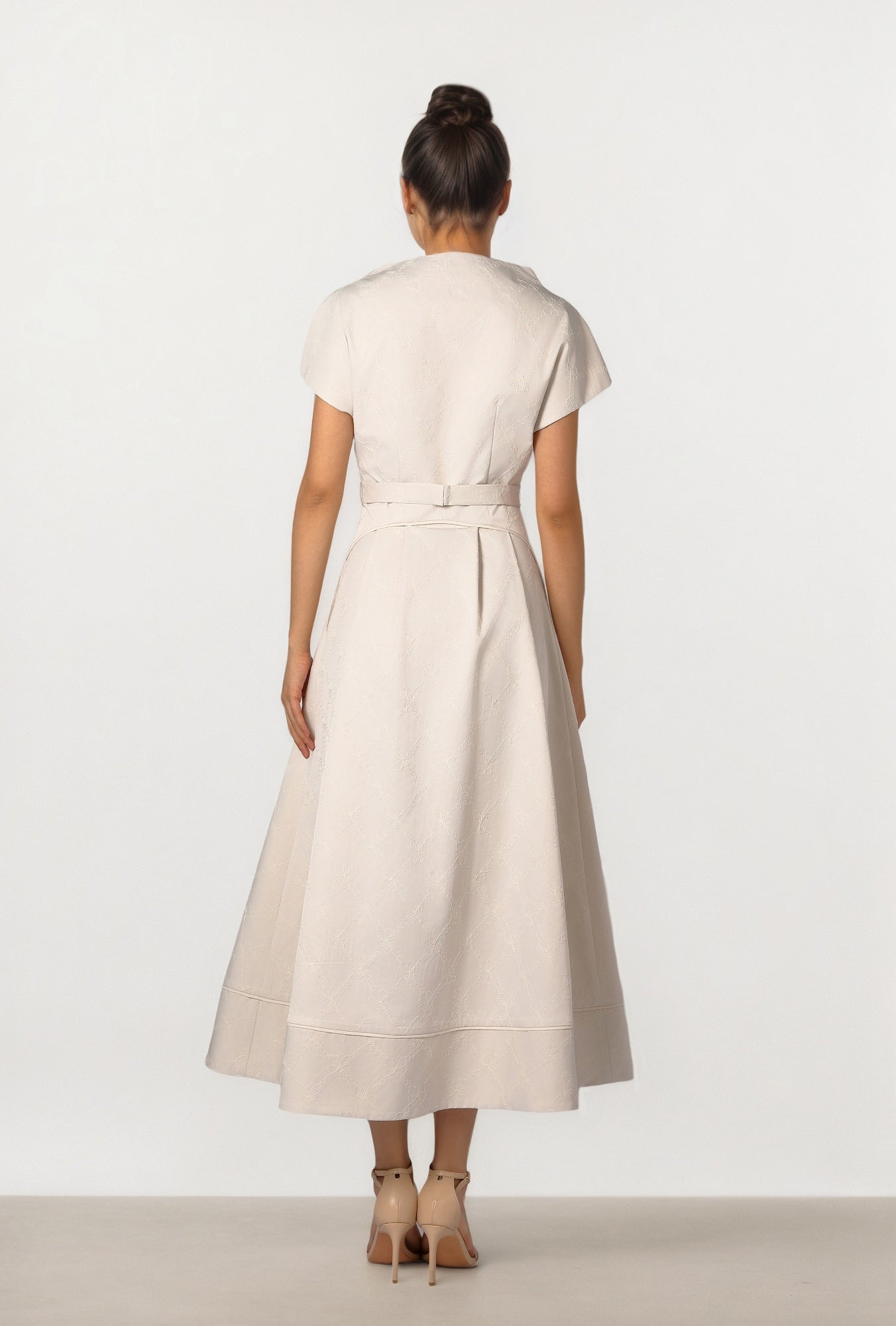 Embroidered A-Line Midi