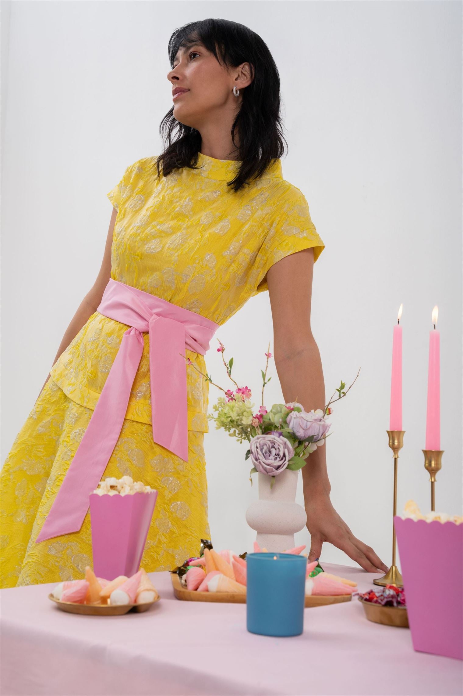 Contrast Belt Dress