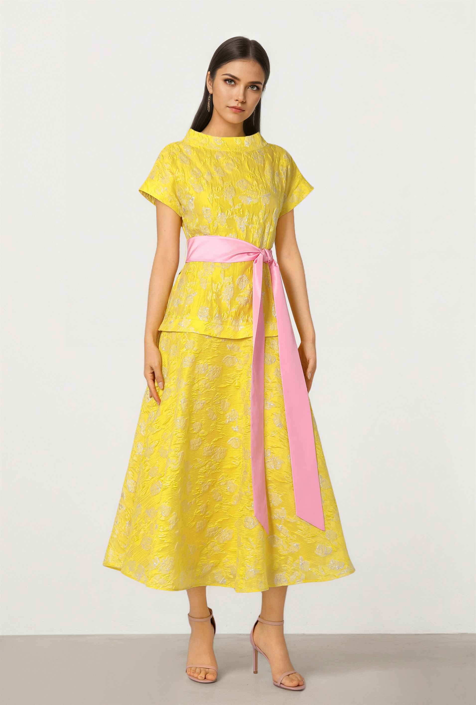 Contrast Belt Dress