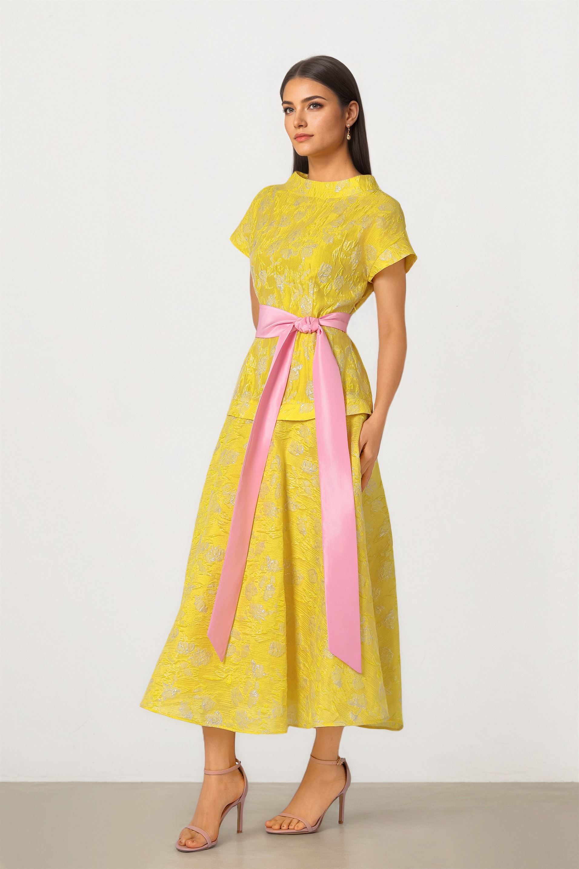Contrast Belt Dress