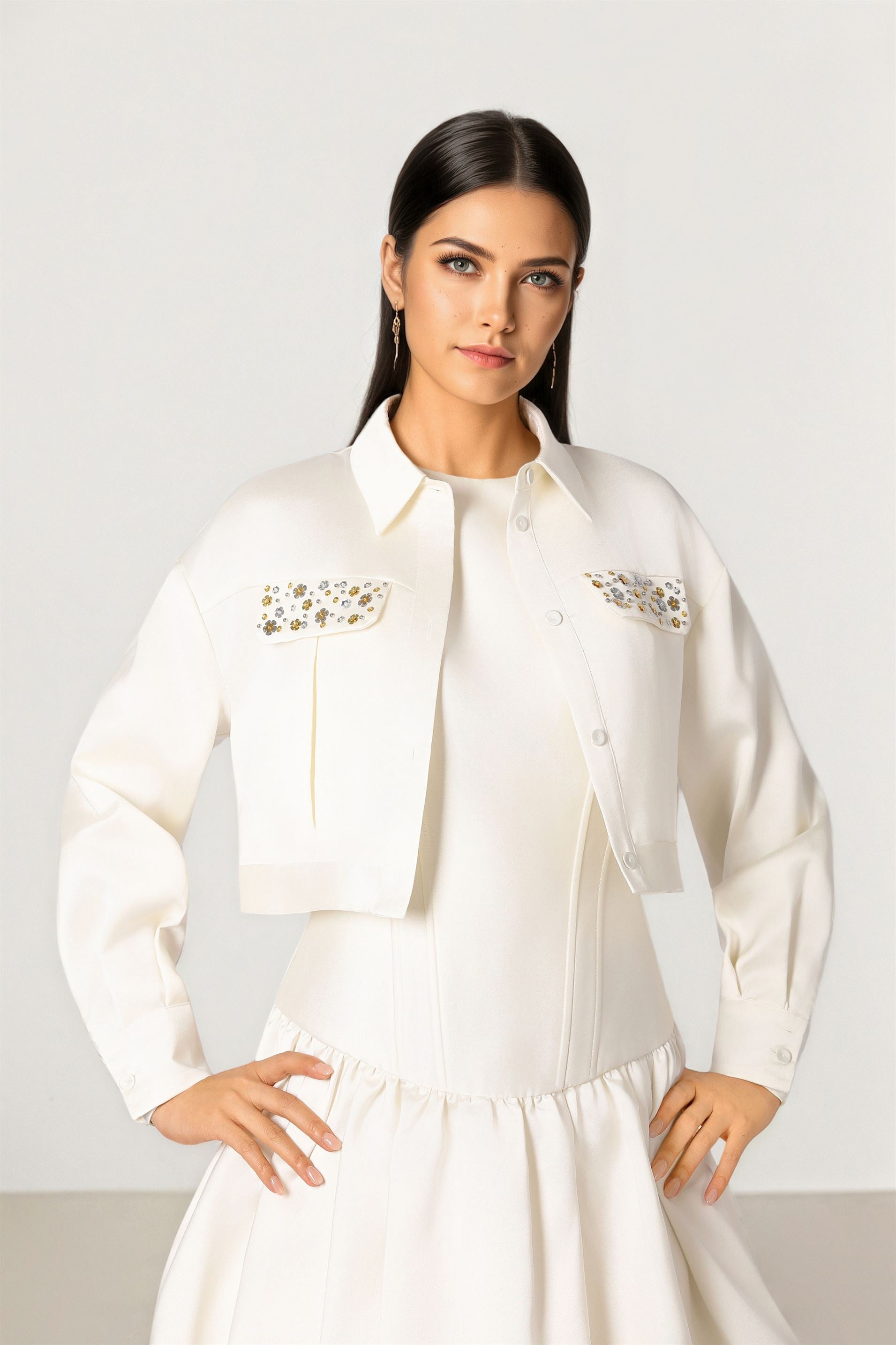 Cropped Jacket with Side Pockets