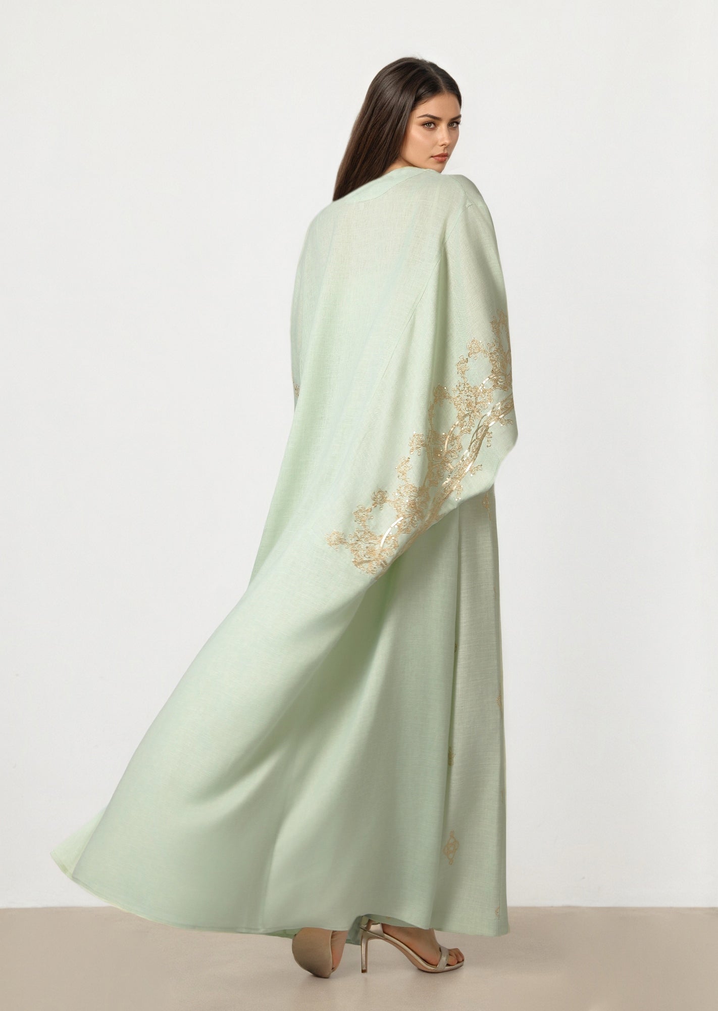 Embroidered Linen Abaya