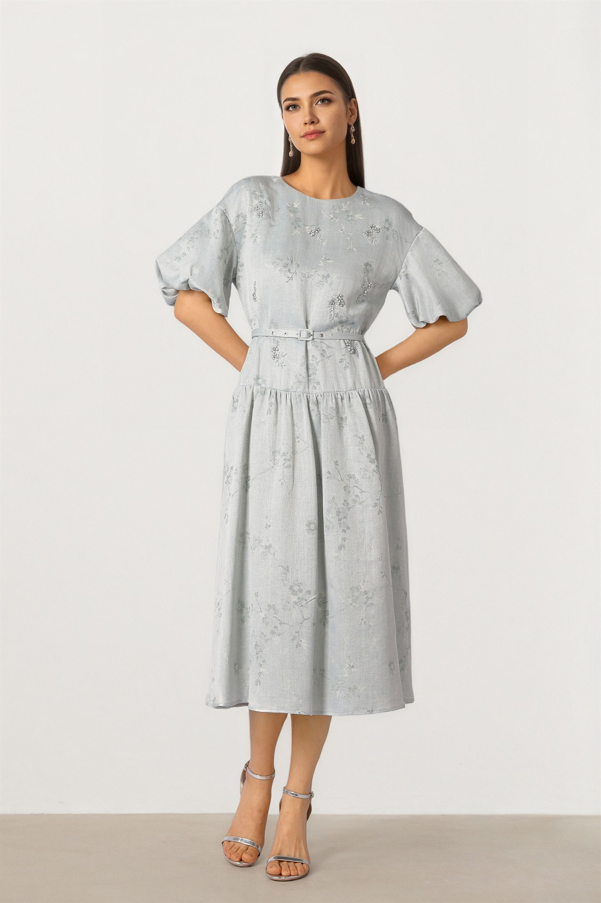 Embellished Brocade Dress