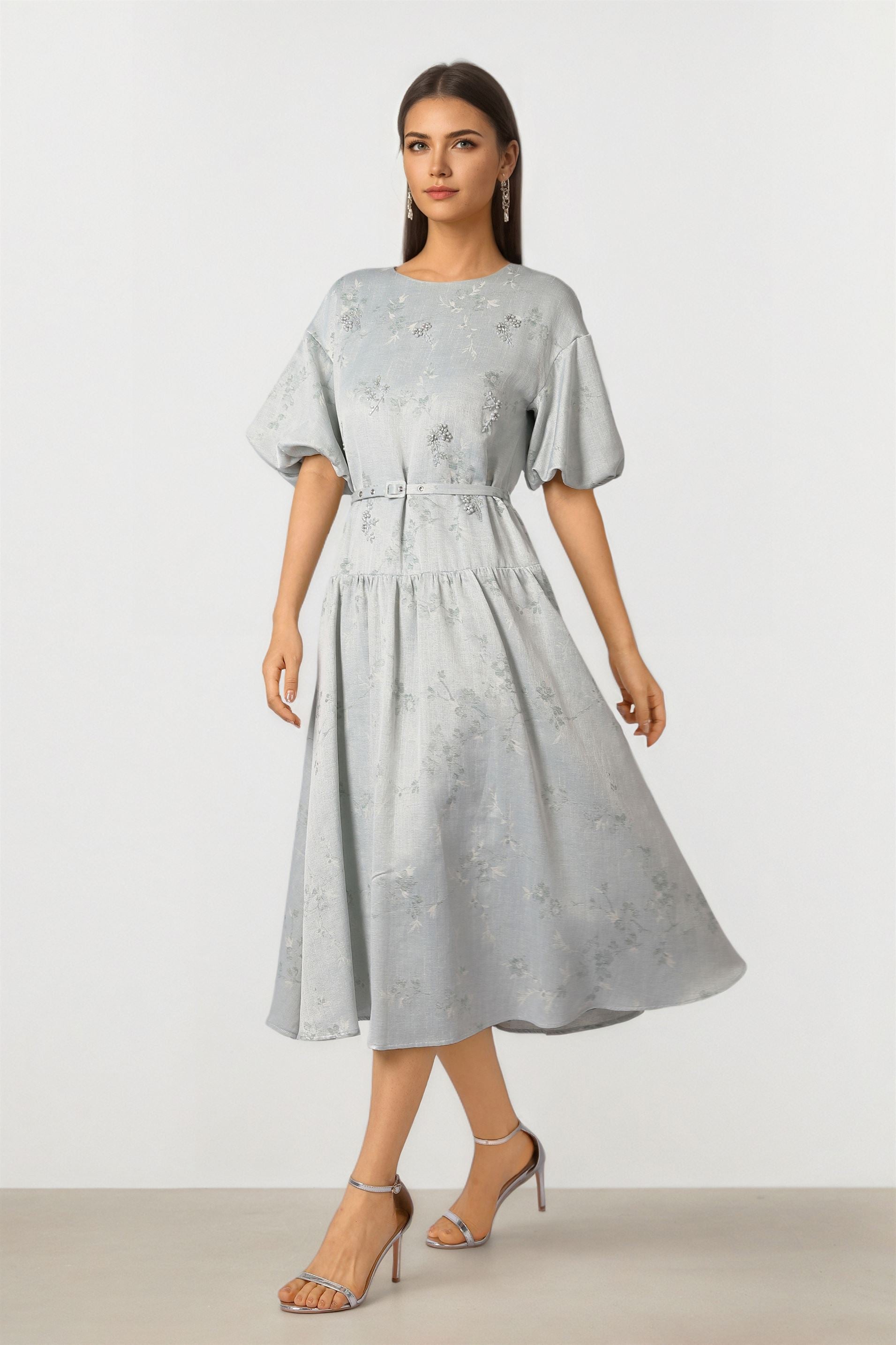 Embellished Brocade Dress