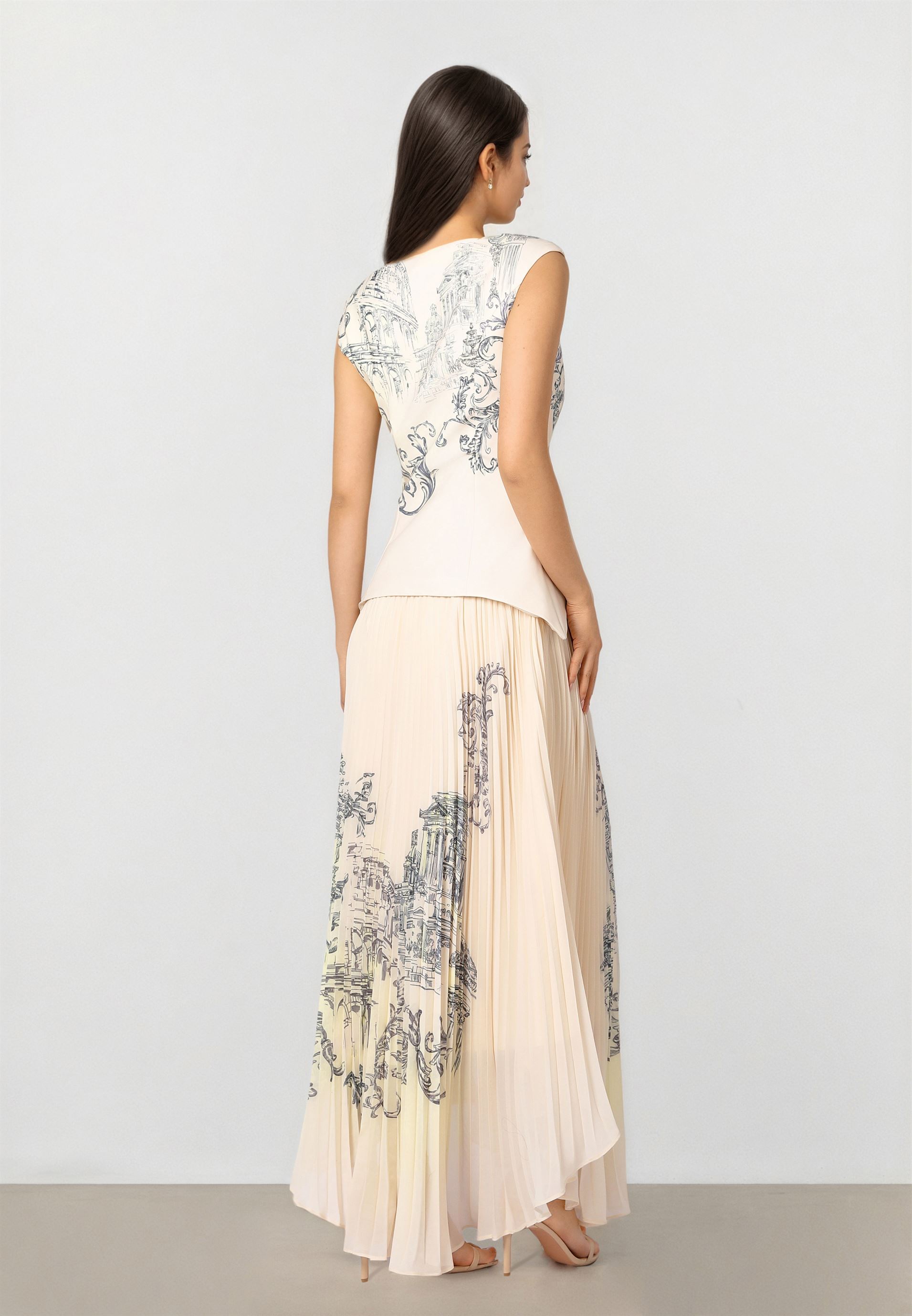 Mixed Fabric Maxi Dress