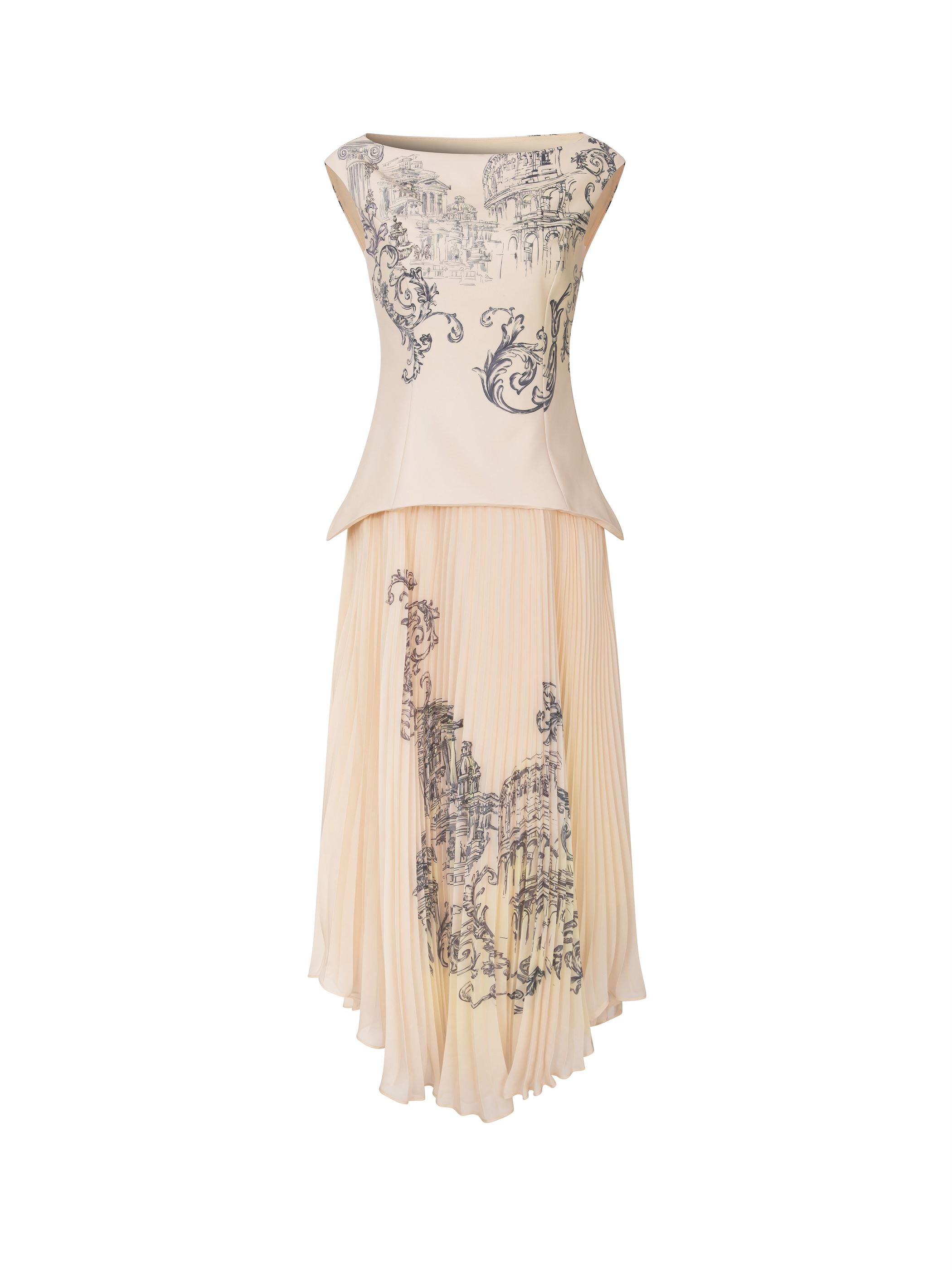 Mixed Fabric Maxi Dress