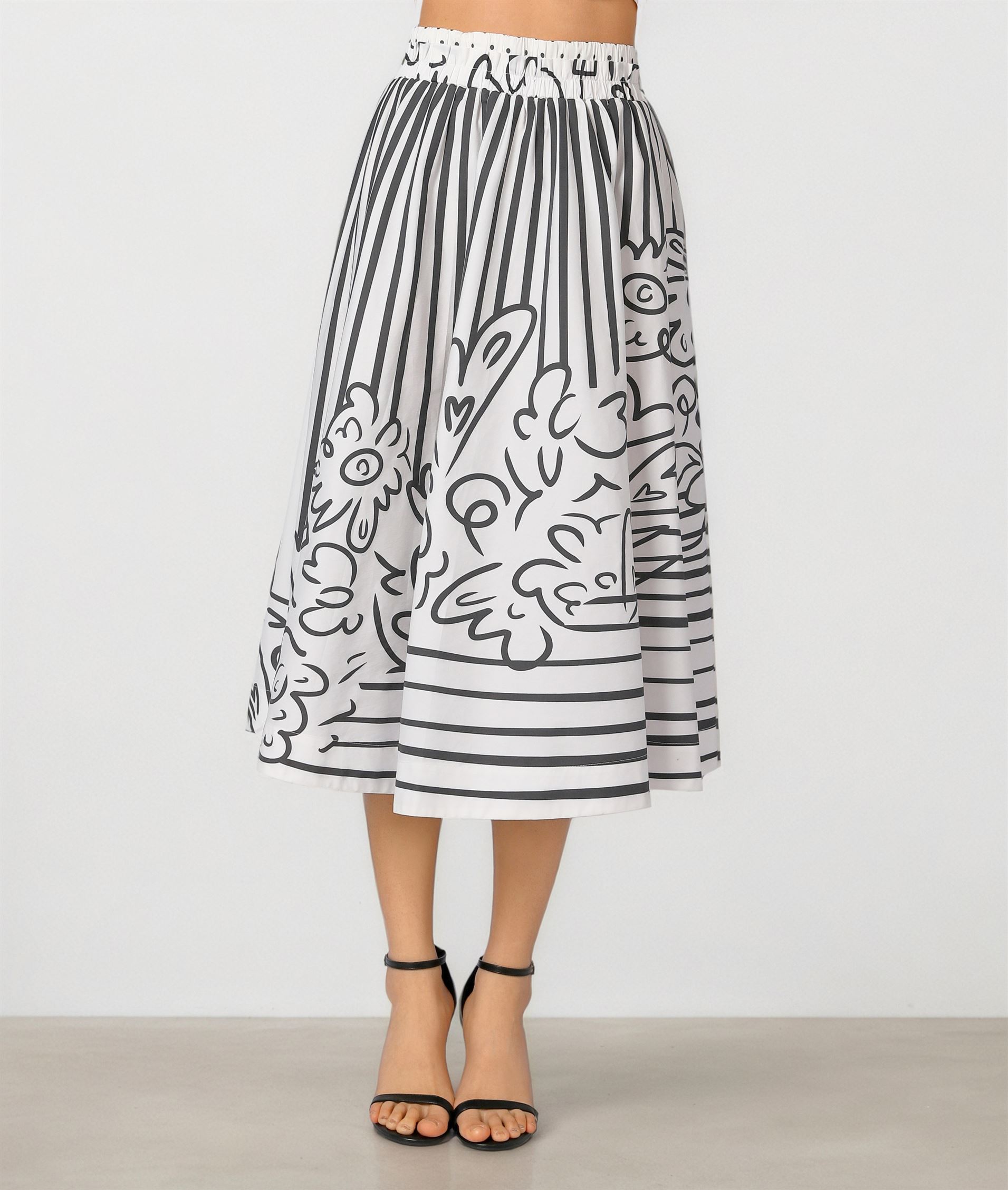 Monochrome Print Skirt