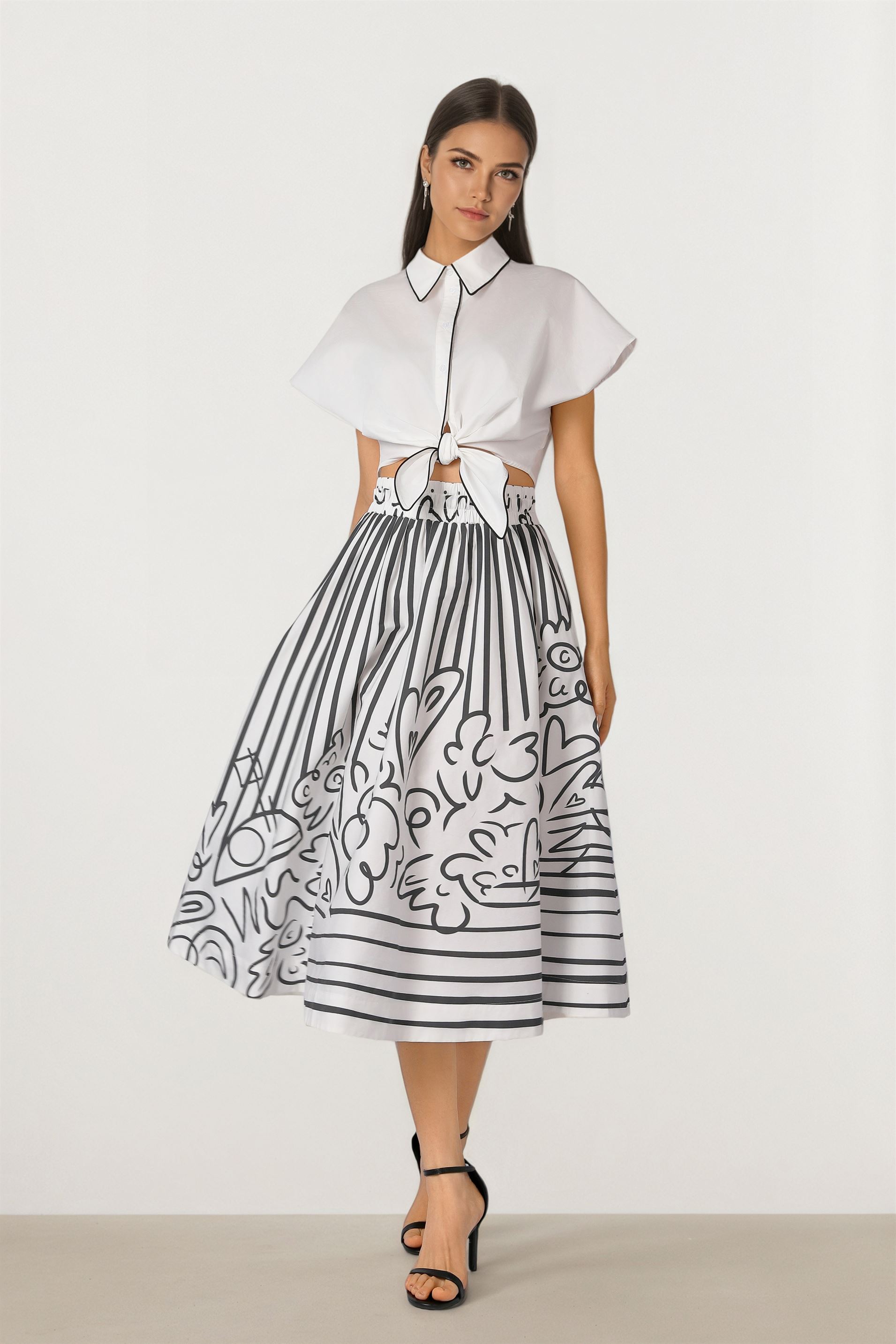 Monochrome Print Skirt