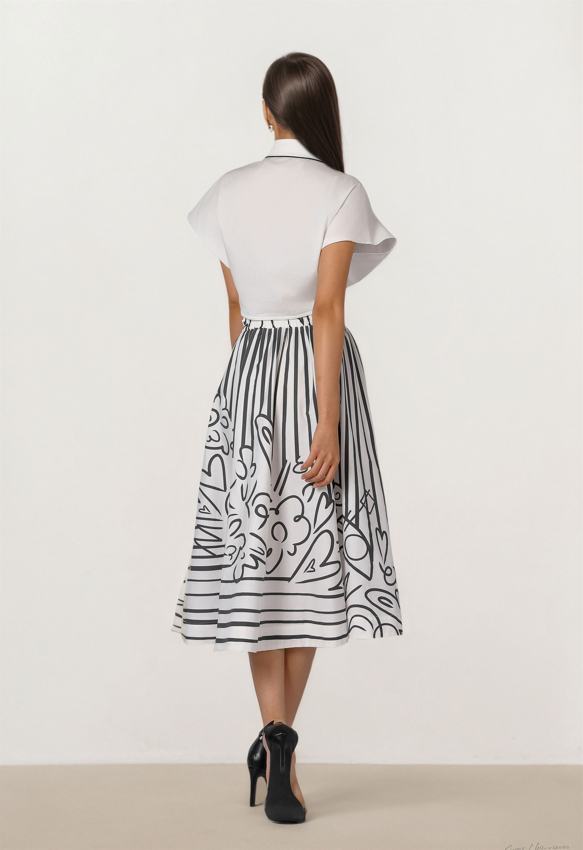 Monochrome Print Skirt