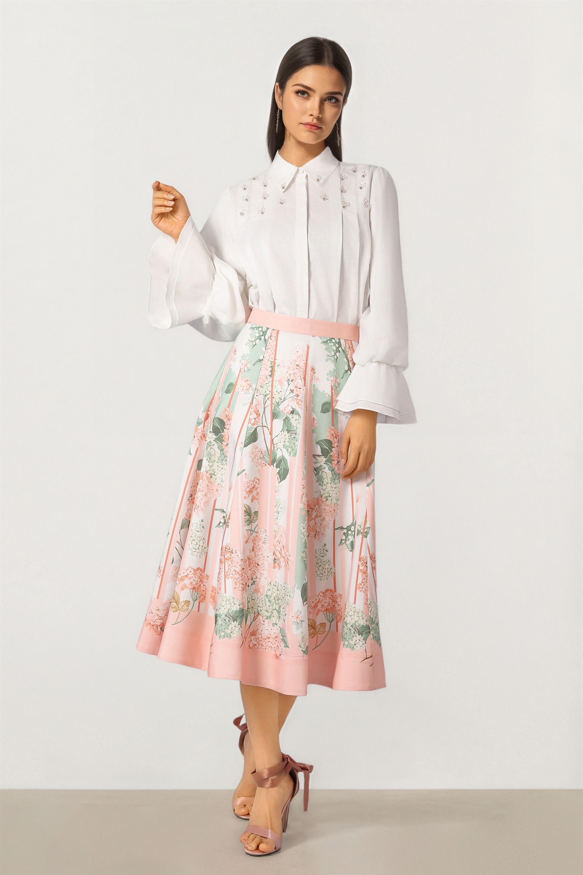 Floral Stripe Skirt