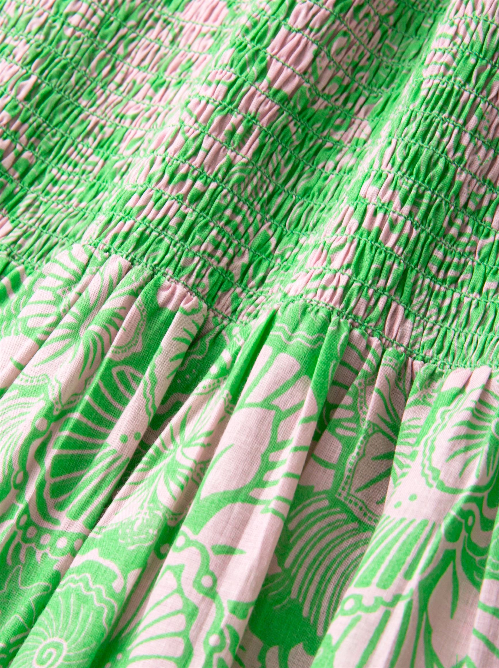 Smocked Print Dress