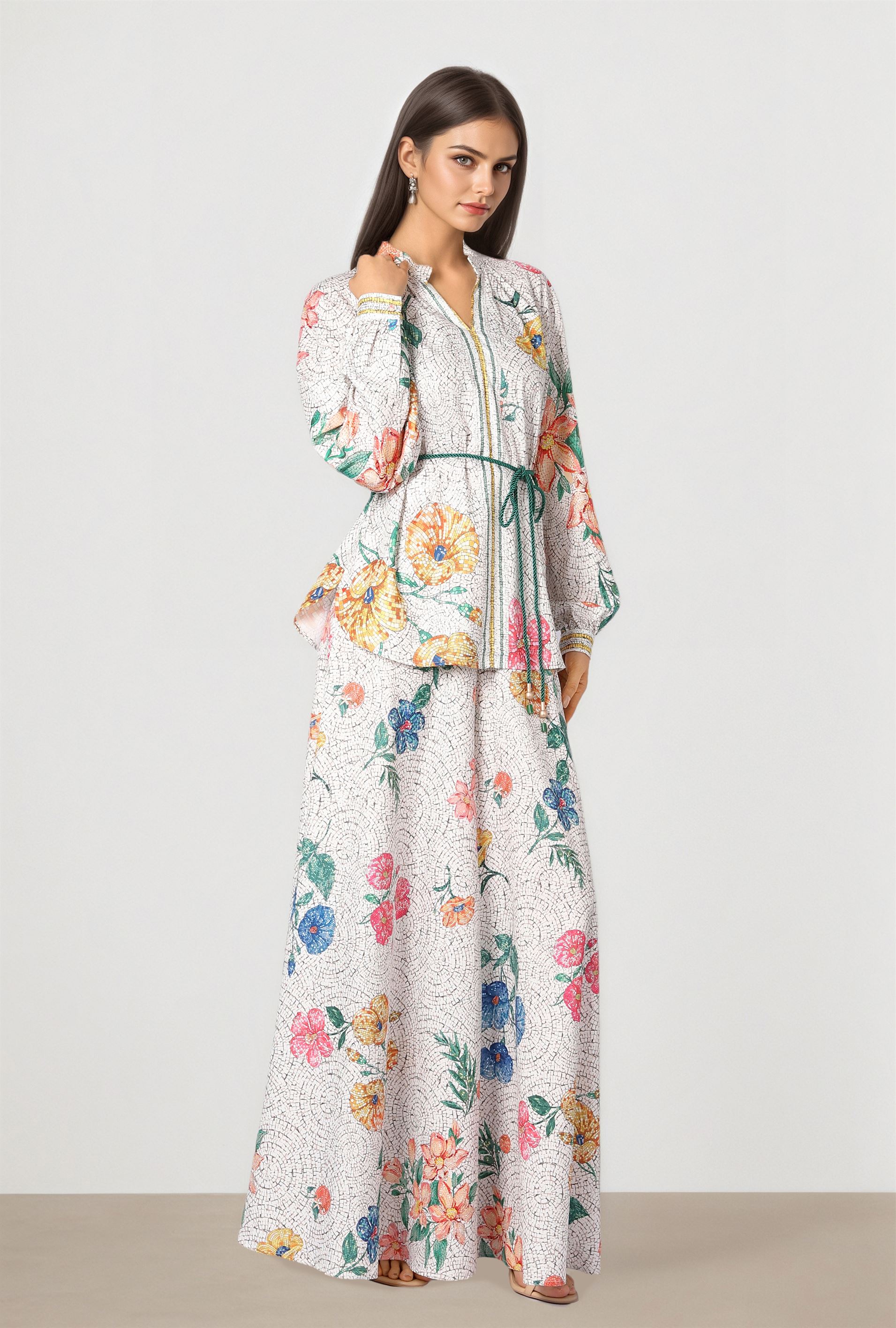 Belted Print Top