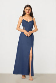 Denim Dress with Side Slit
