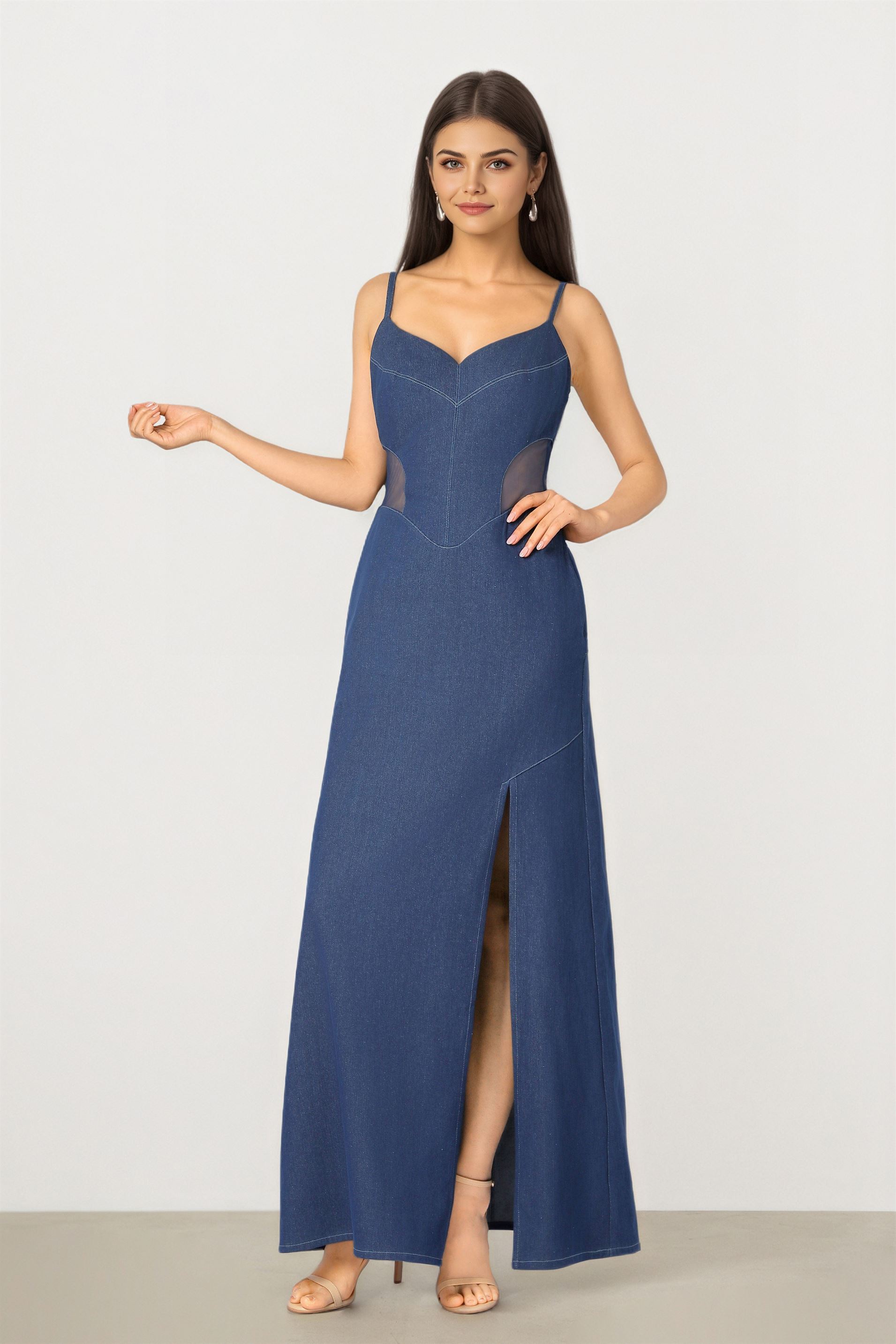 Denim Dress with Side Slit