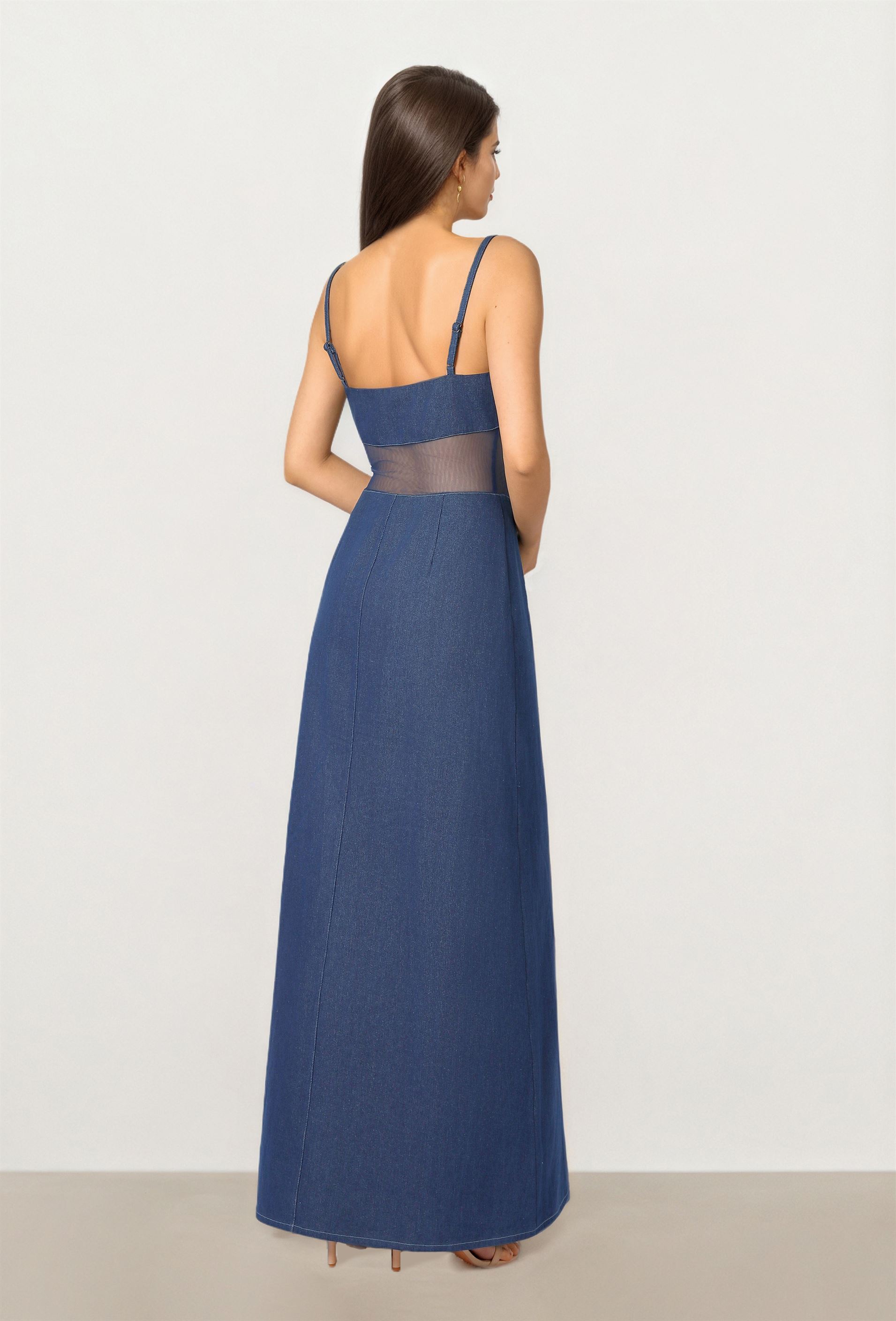 Denim Dress with Side Slit