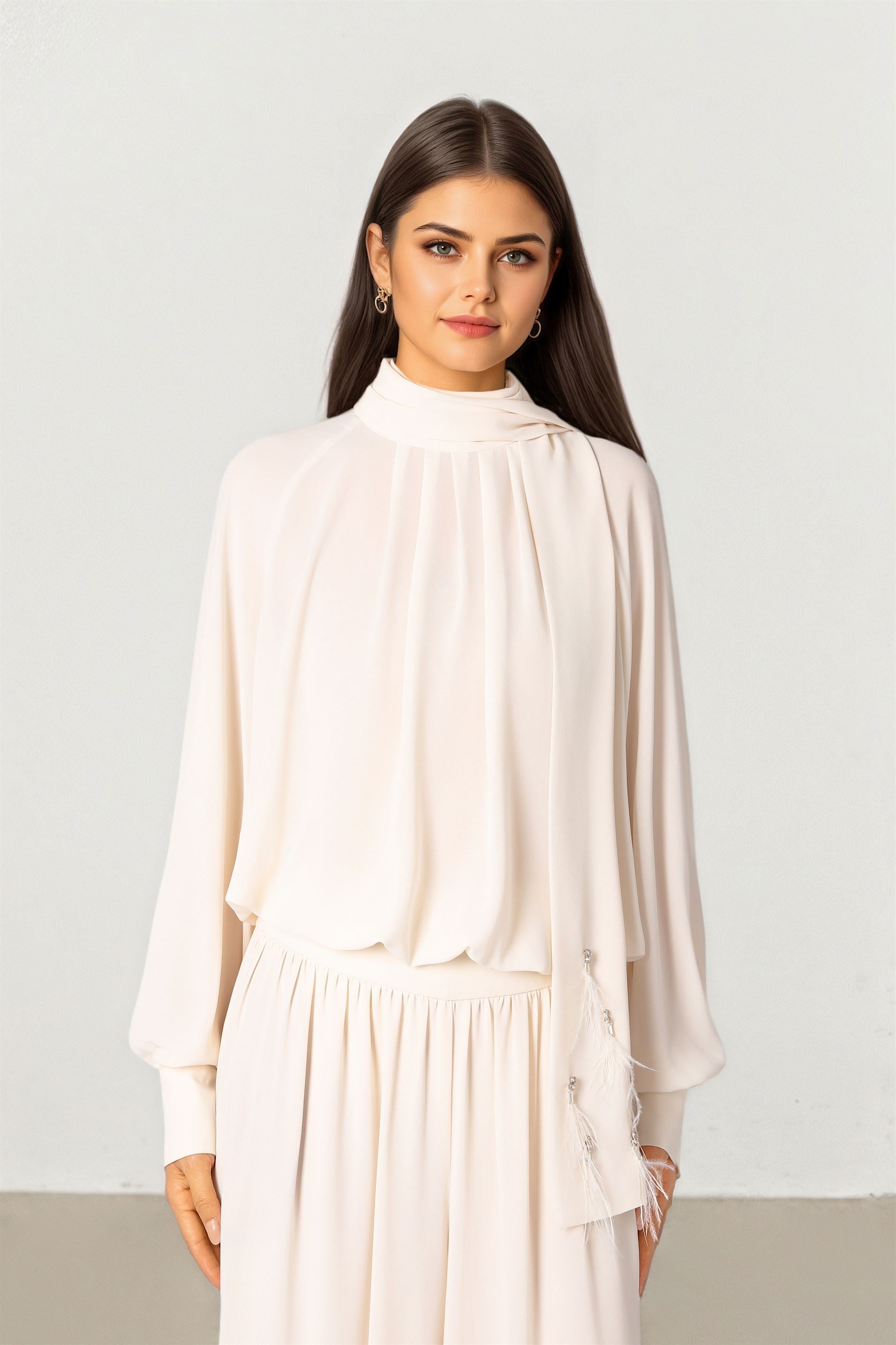 Blouse with Elegant Scarf