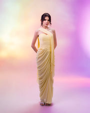 Yellow Draped Chiffon Dress