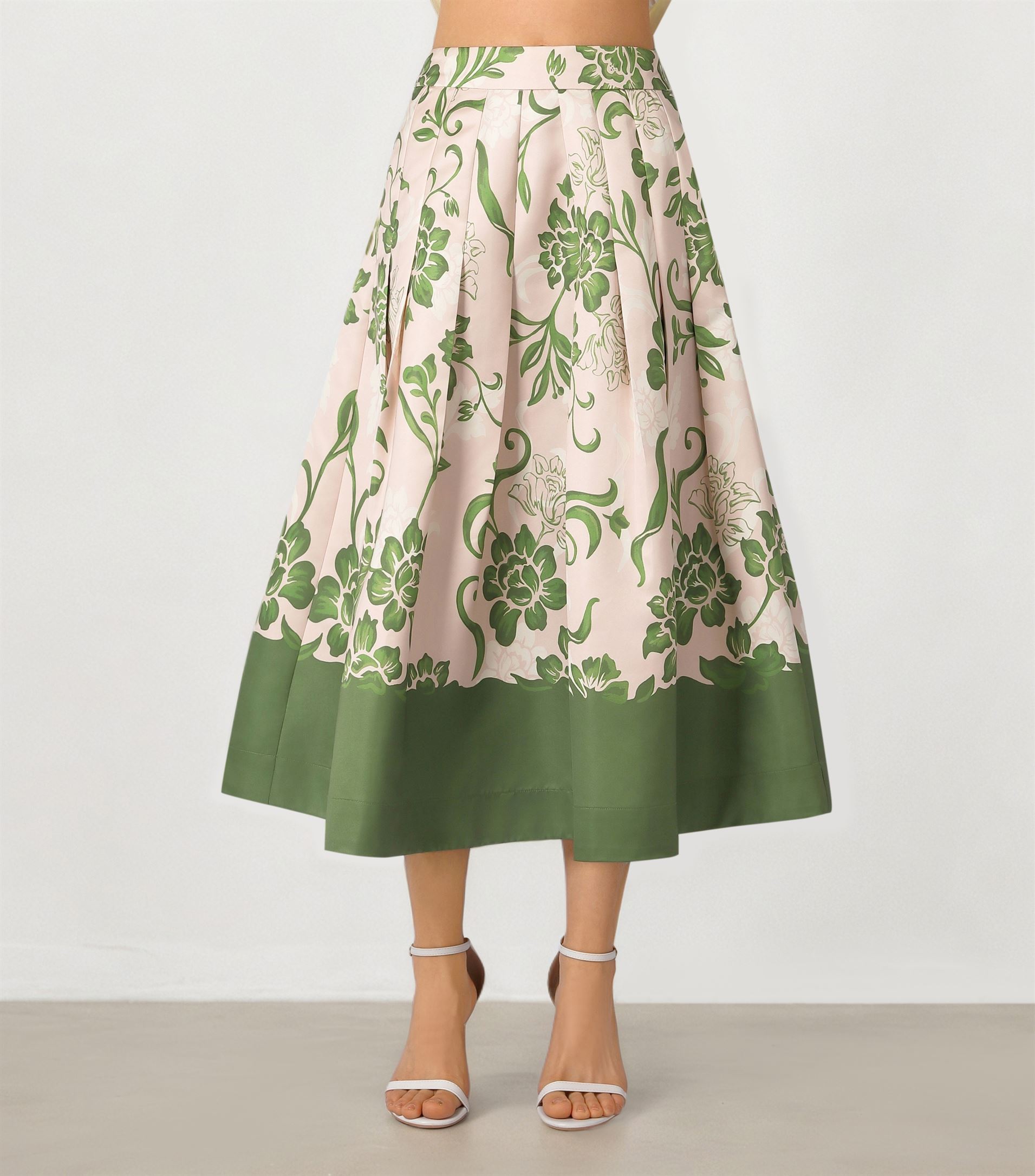 Floral Pleated Skirt