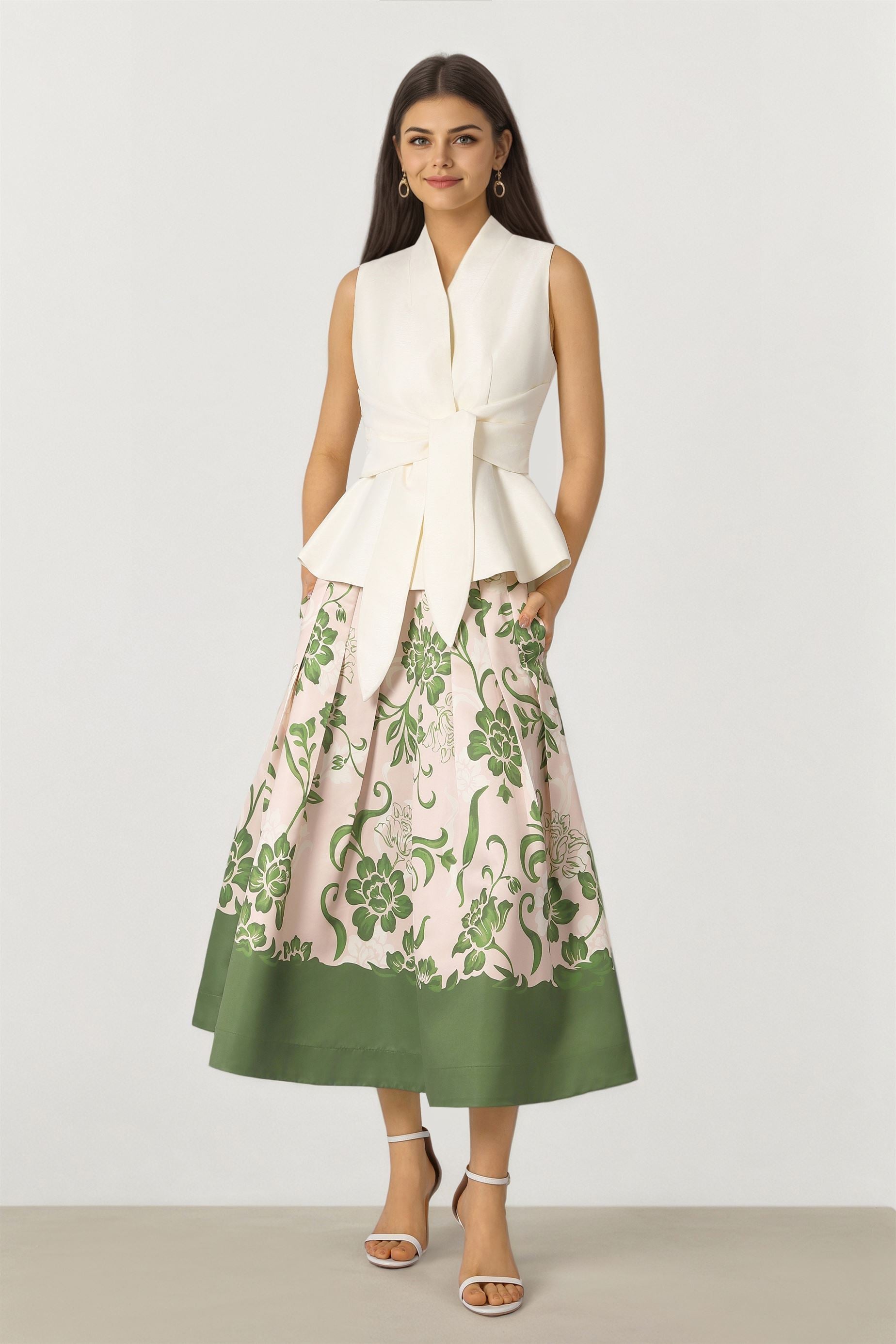 Floral Pleated Skirt