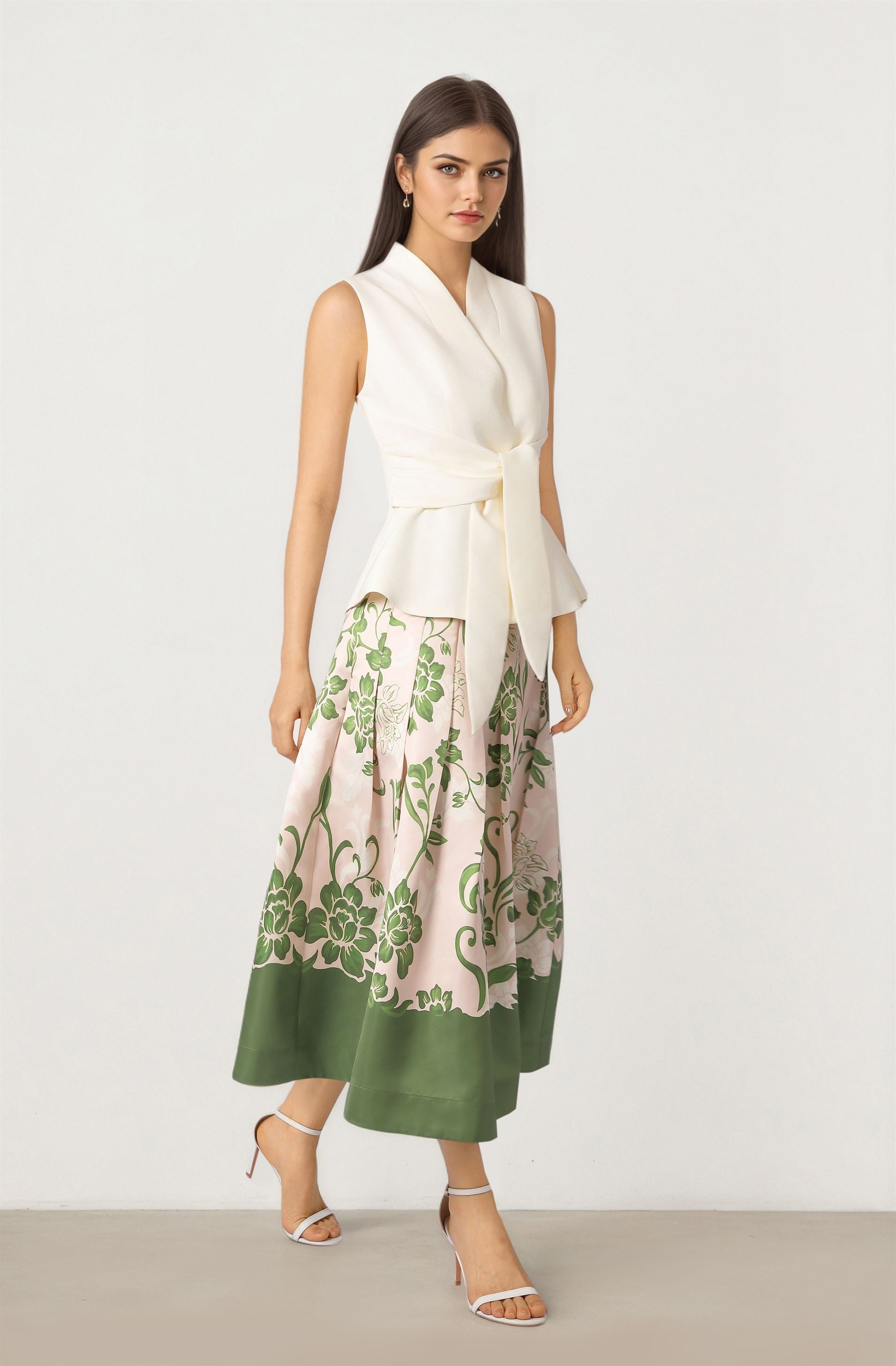 Floral Pleated Skirt