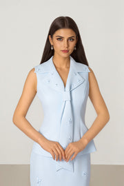Vest Style Top with Elegant Collar