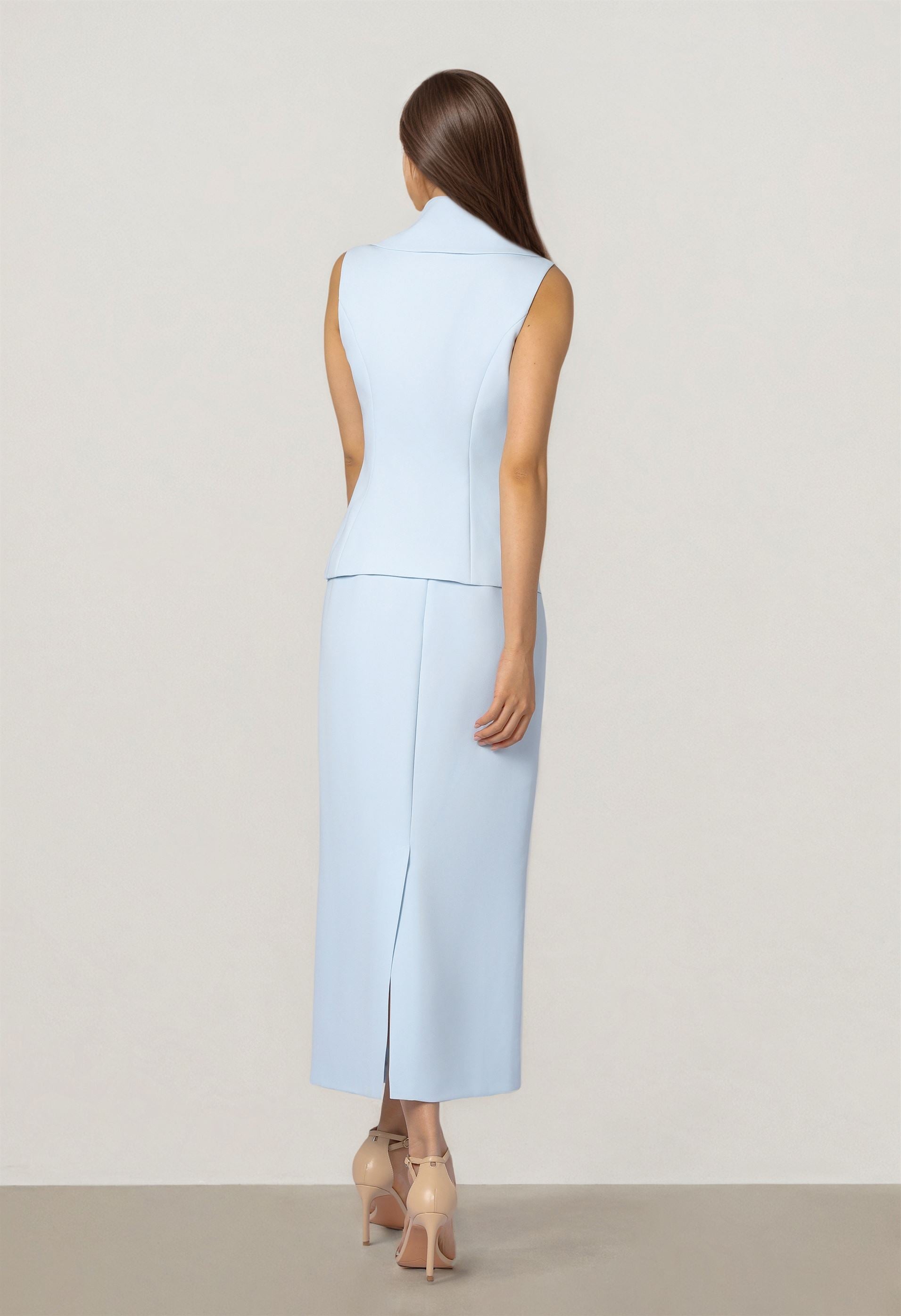 Vest Style Top with Elegant Collar