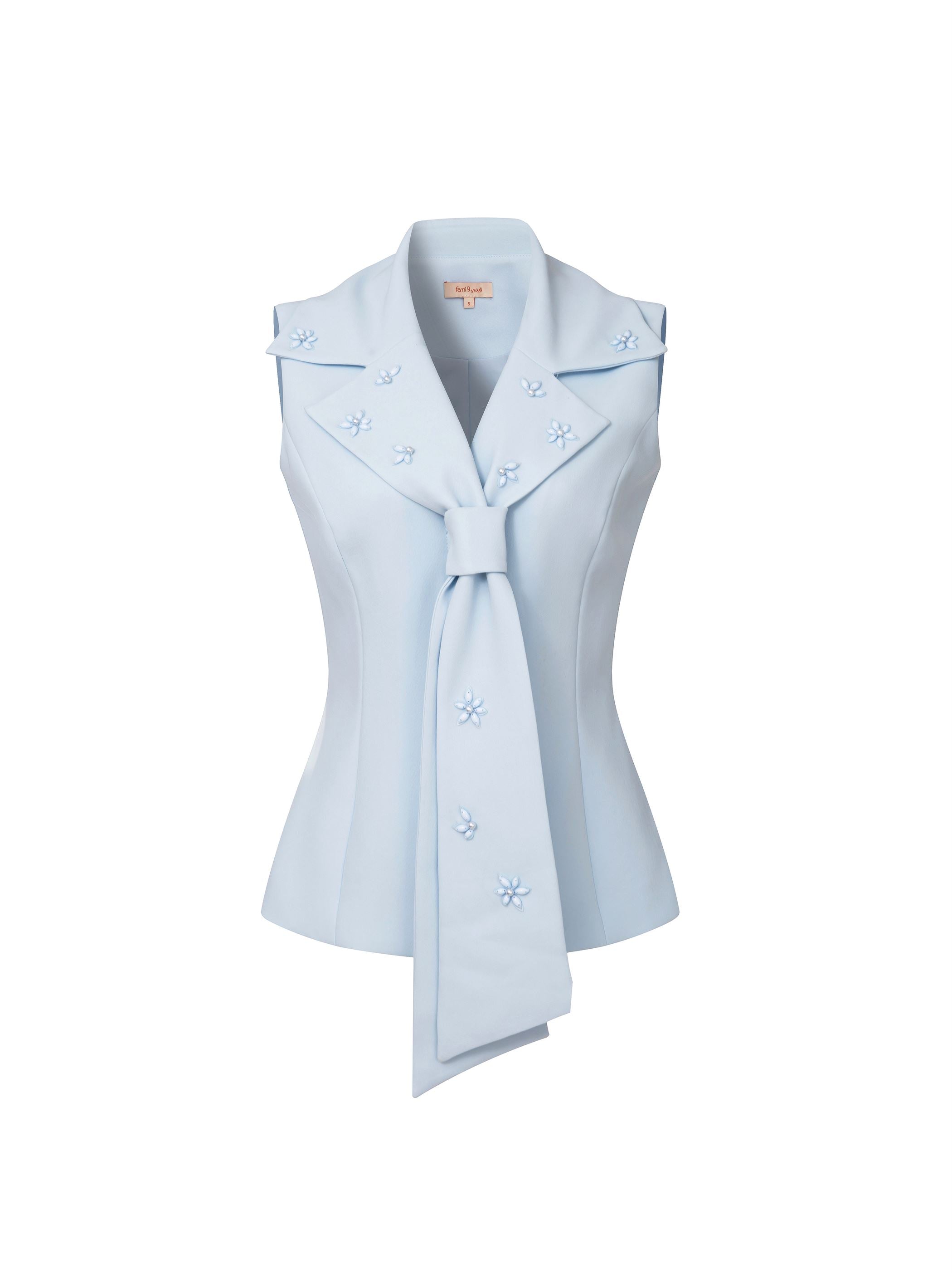 Vest Style Top with Elegant Collar