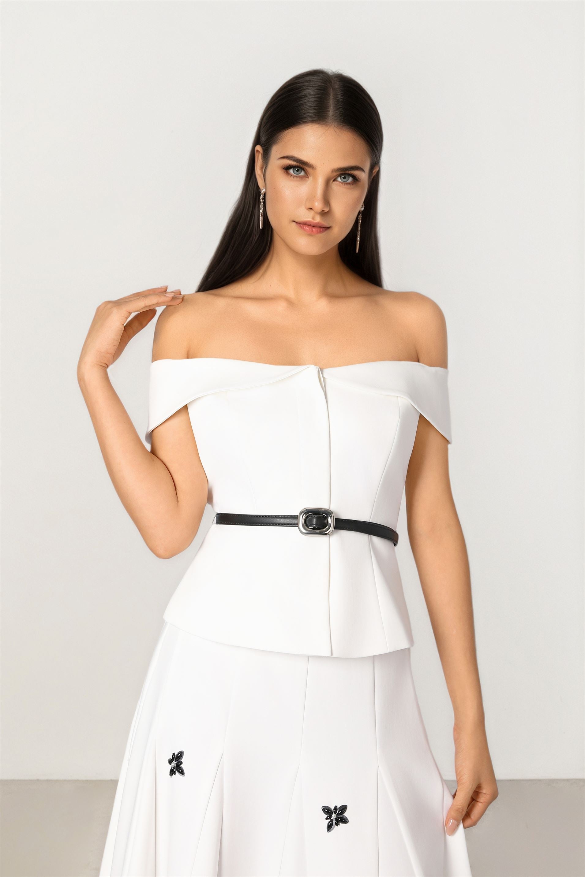 Off-Shoulder Top with Belt