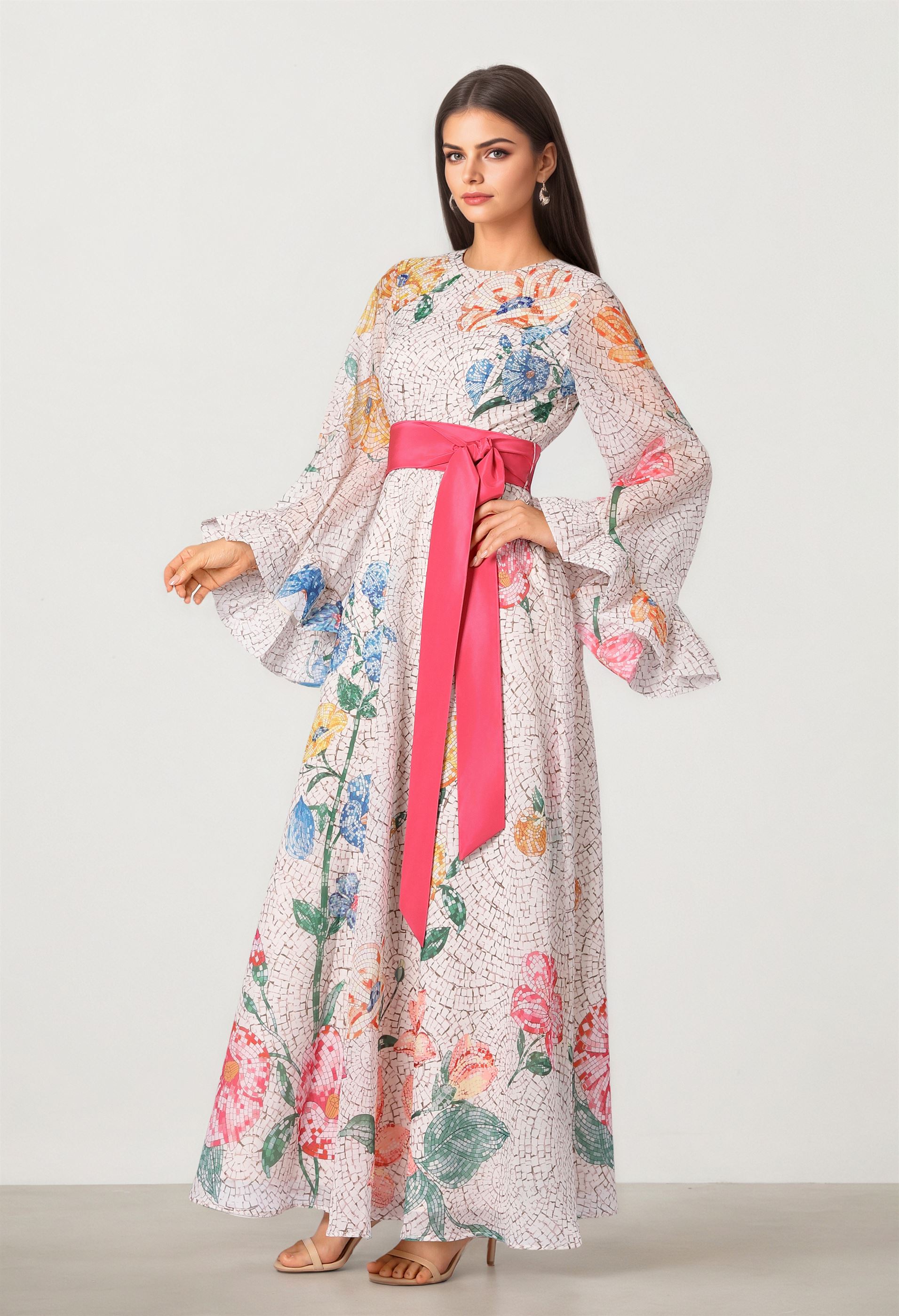 Printed Organza Dress
