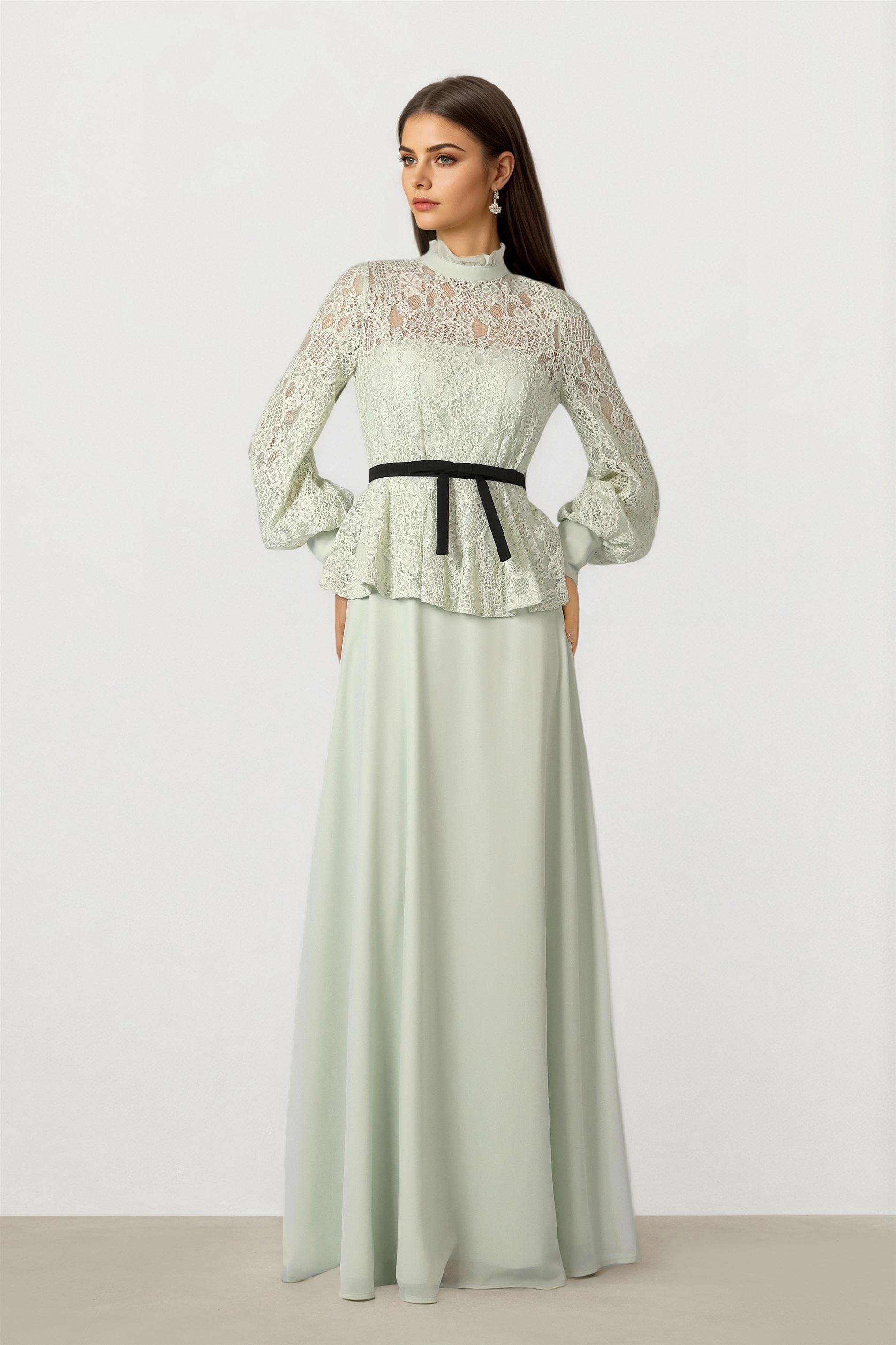 Lace Dress with Belt
