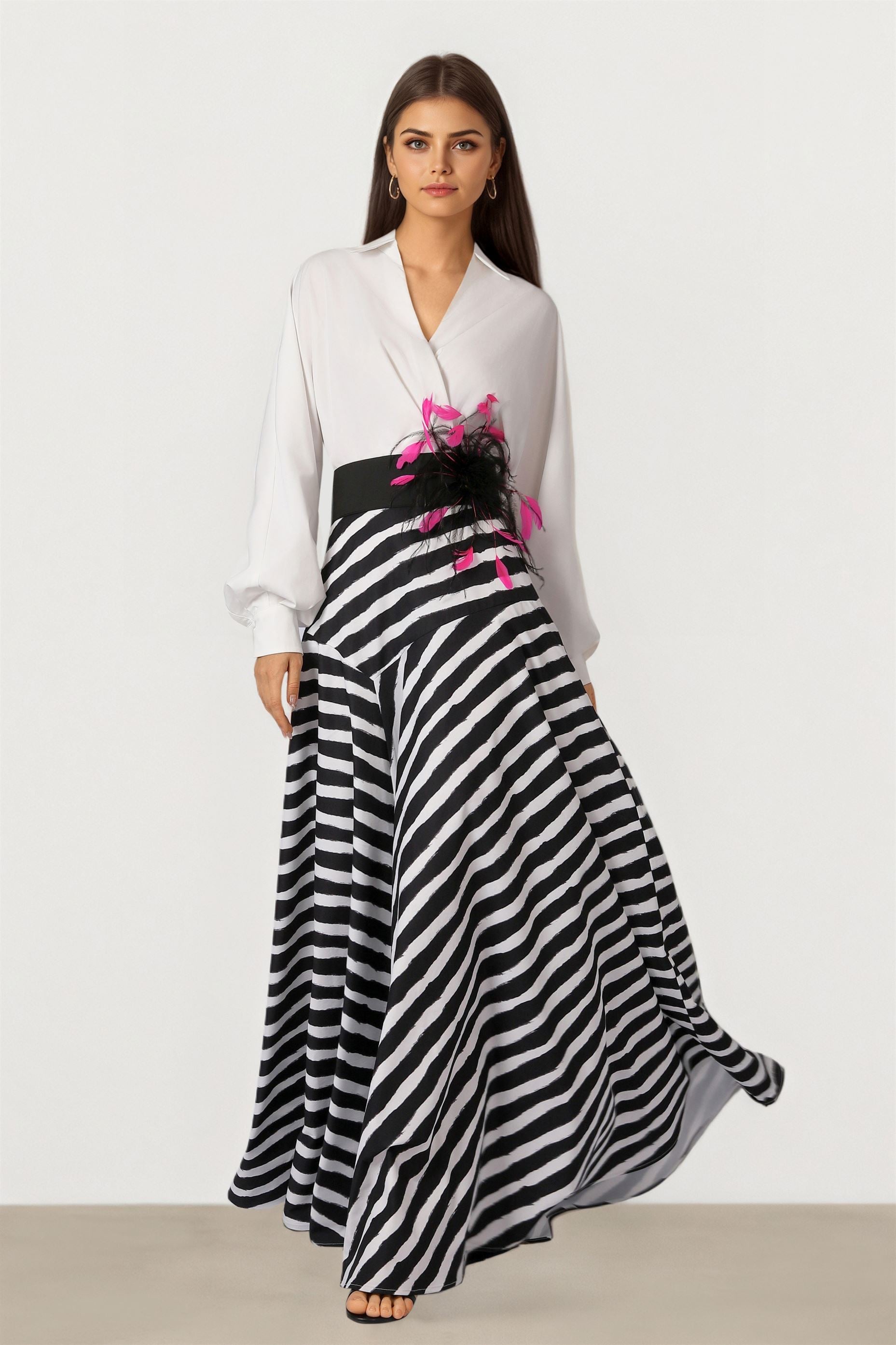Feather Belt Dress