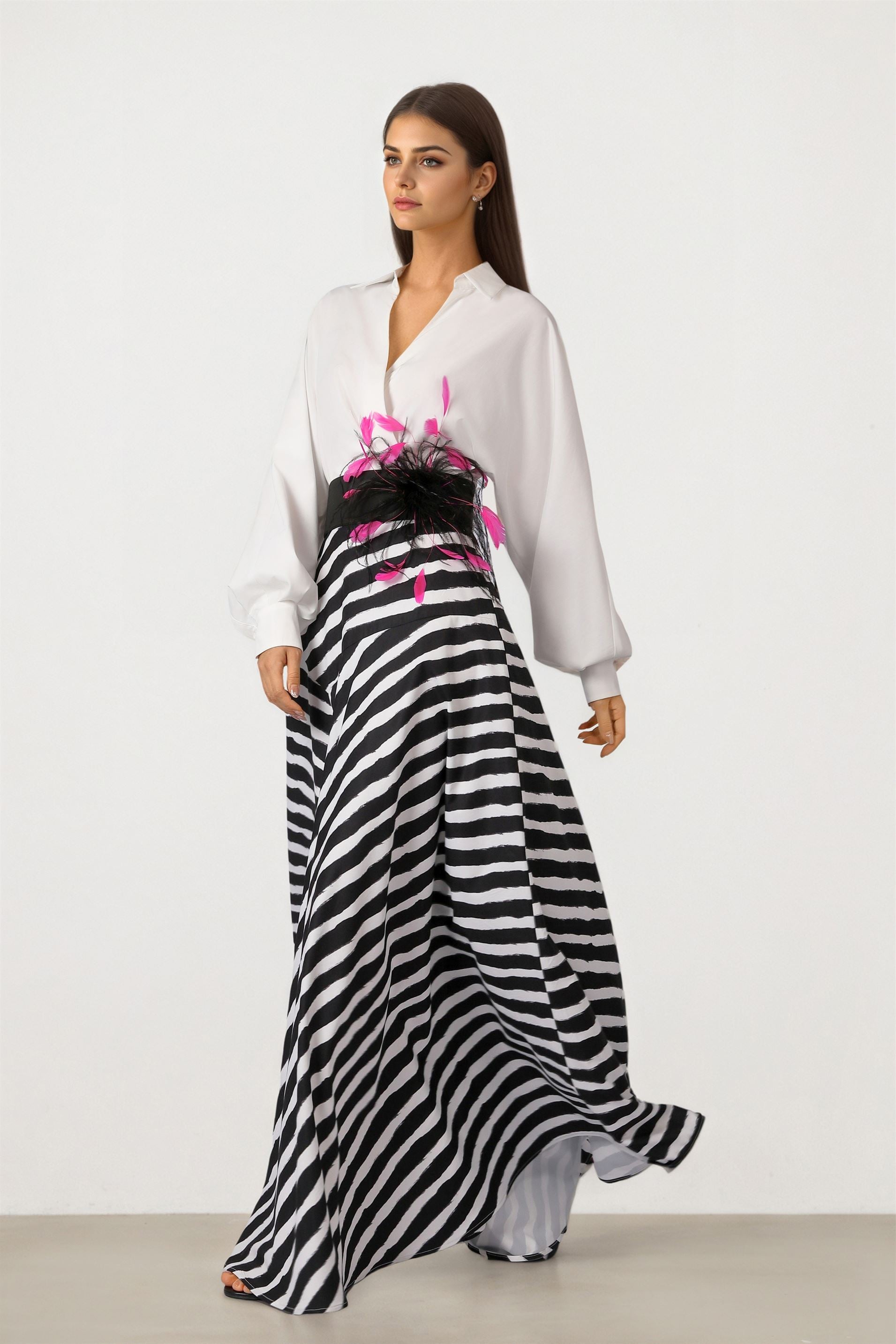 Feather Belt Dress