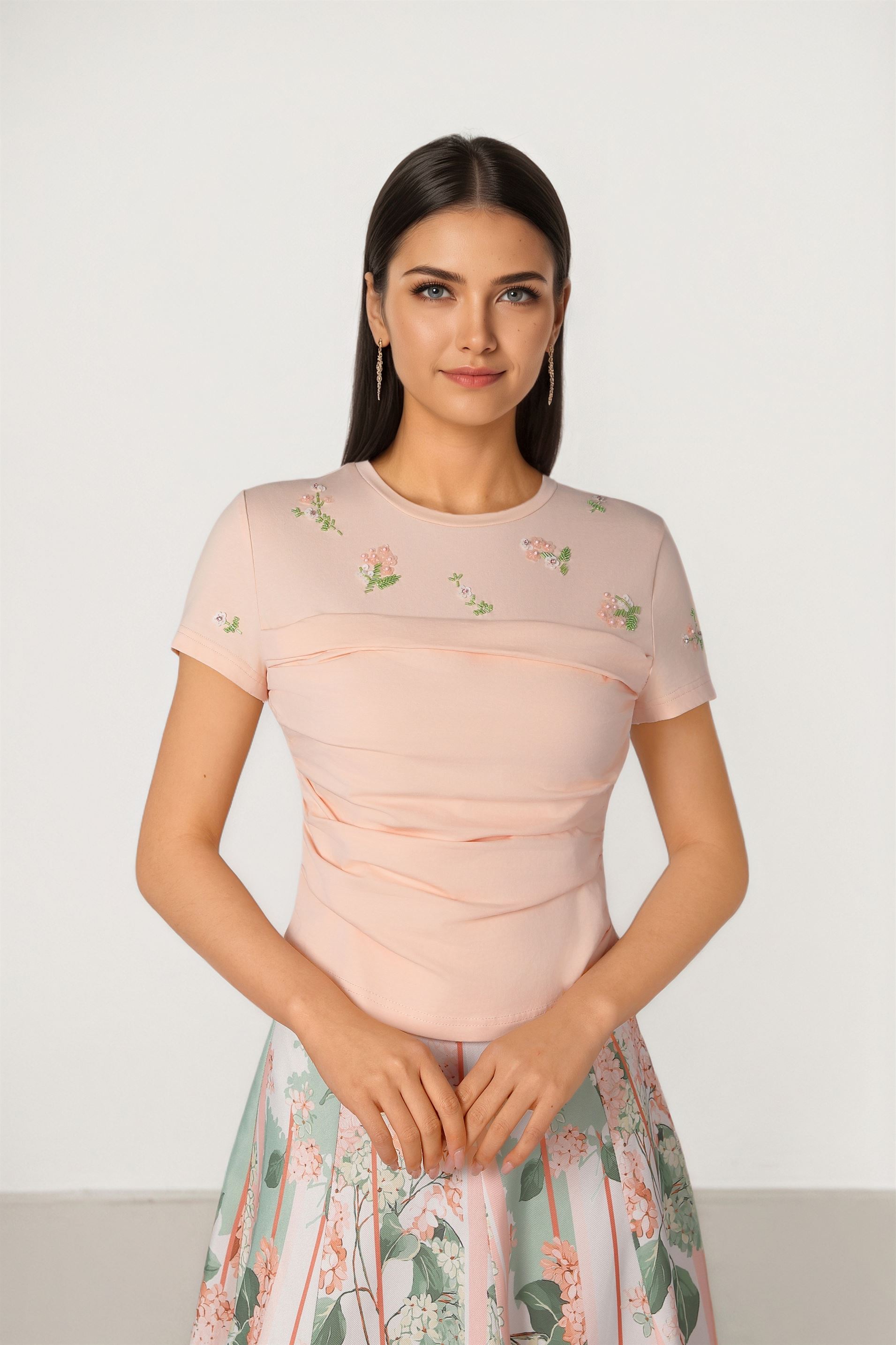 Ruched Peach T-shirt