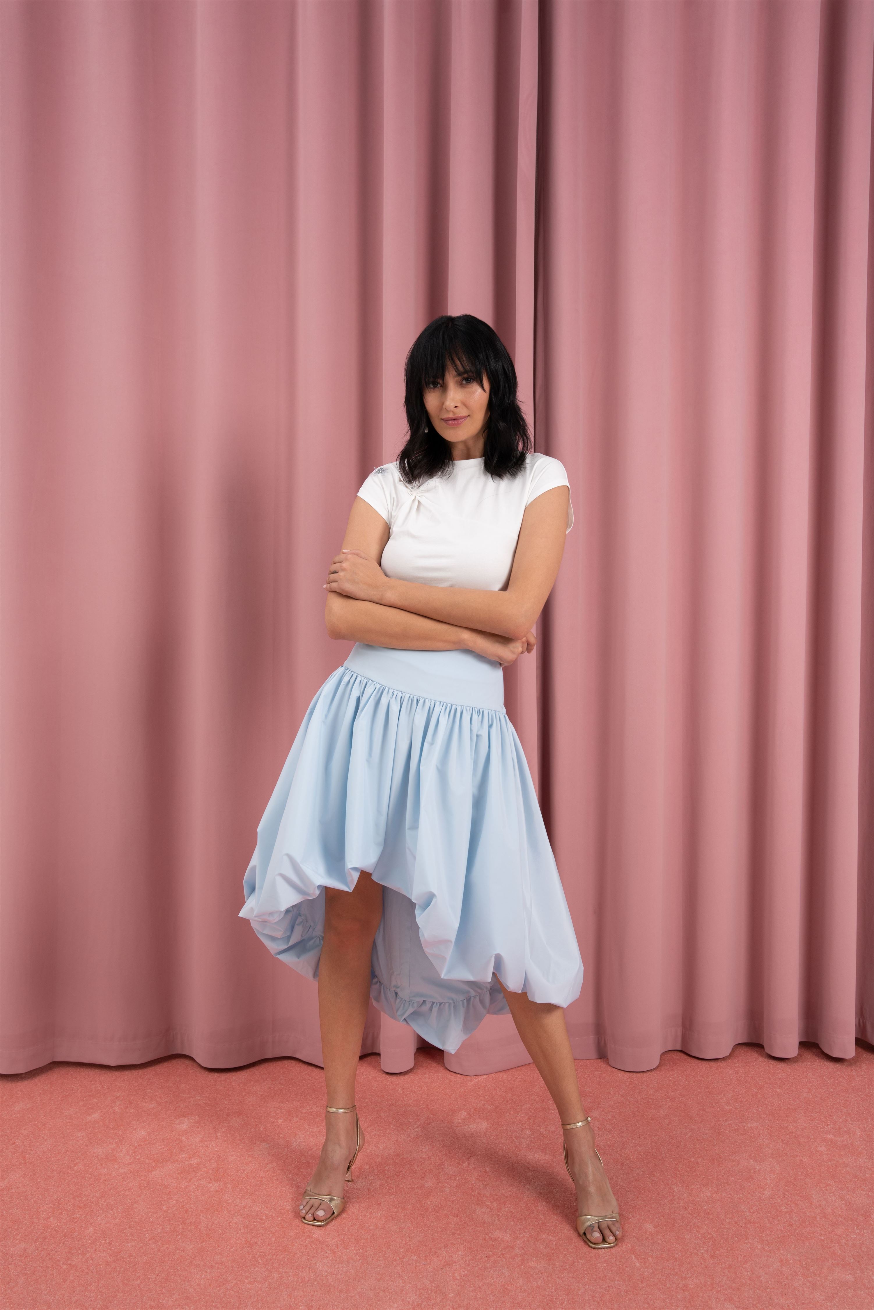 Sky Blue Taffeta Skirt