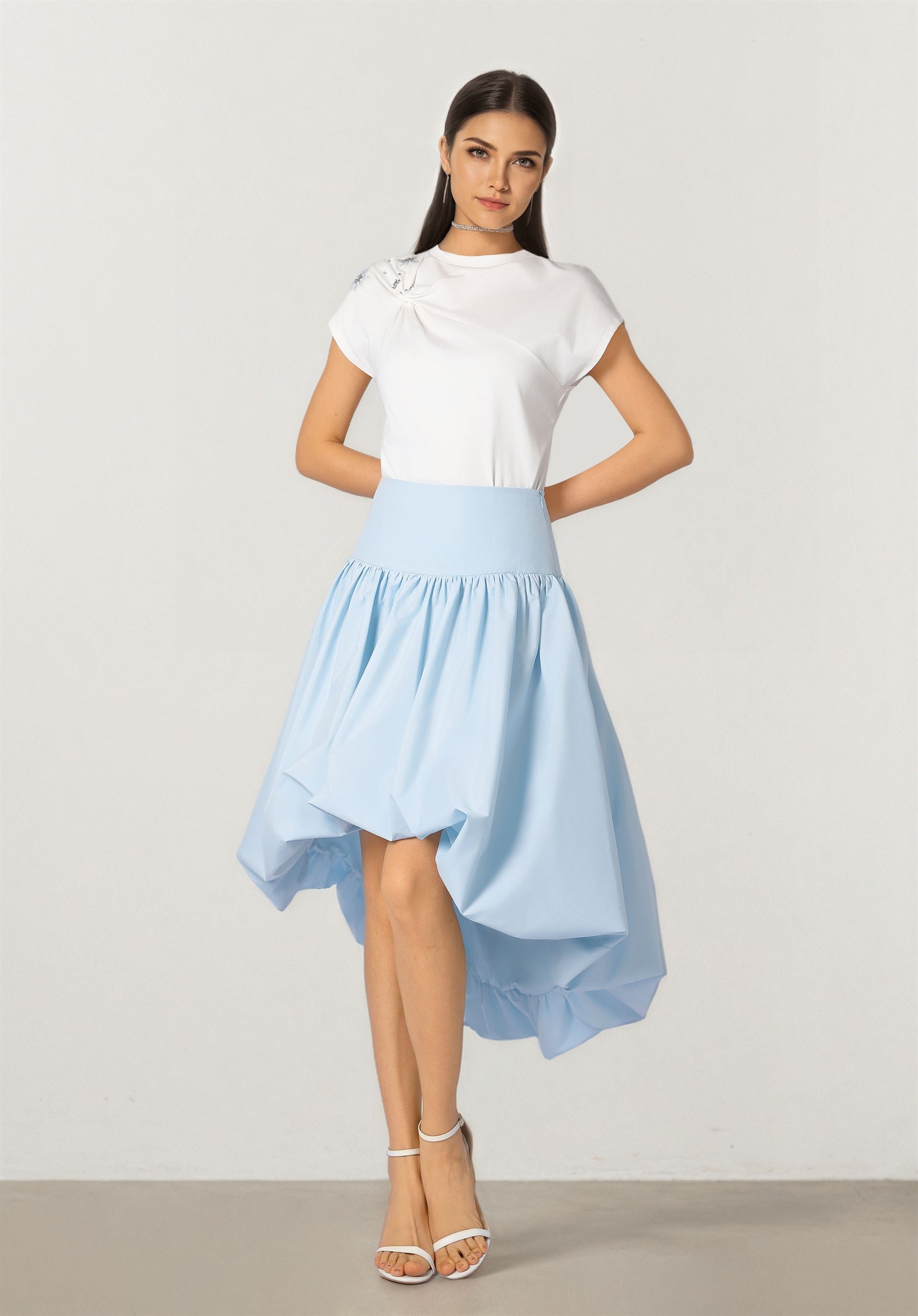 Sky Blue Taffeta Skirt