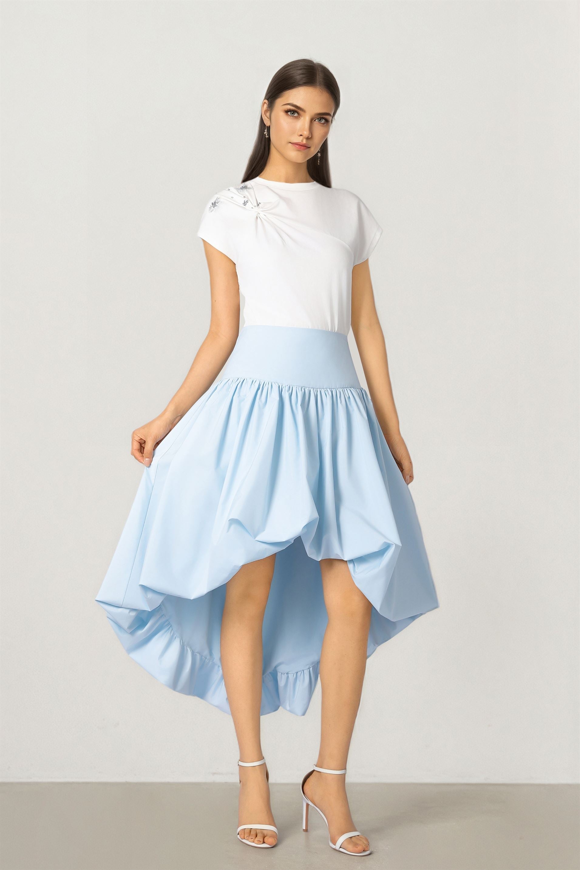 Sky Blue Taffeta Skirt