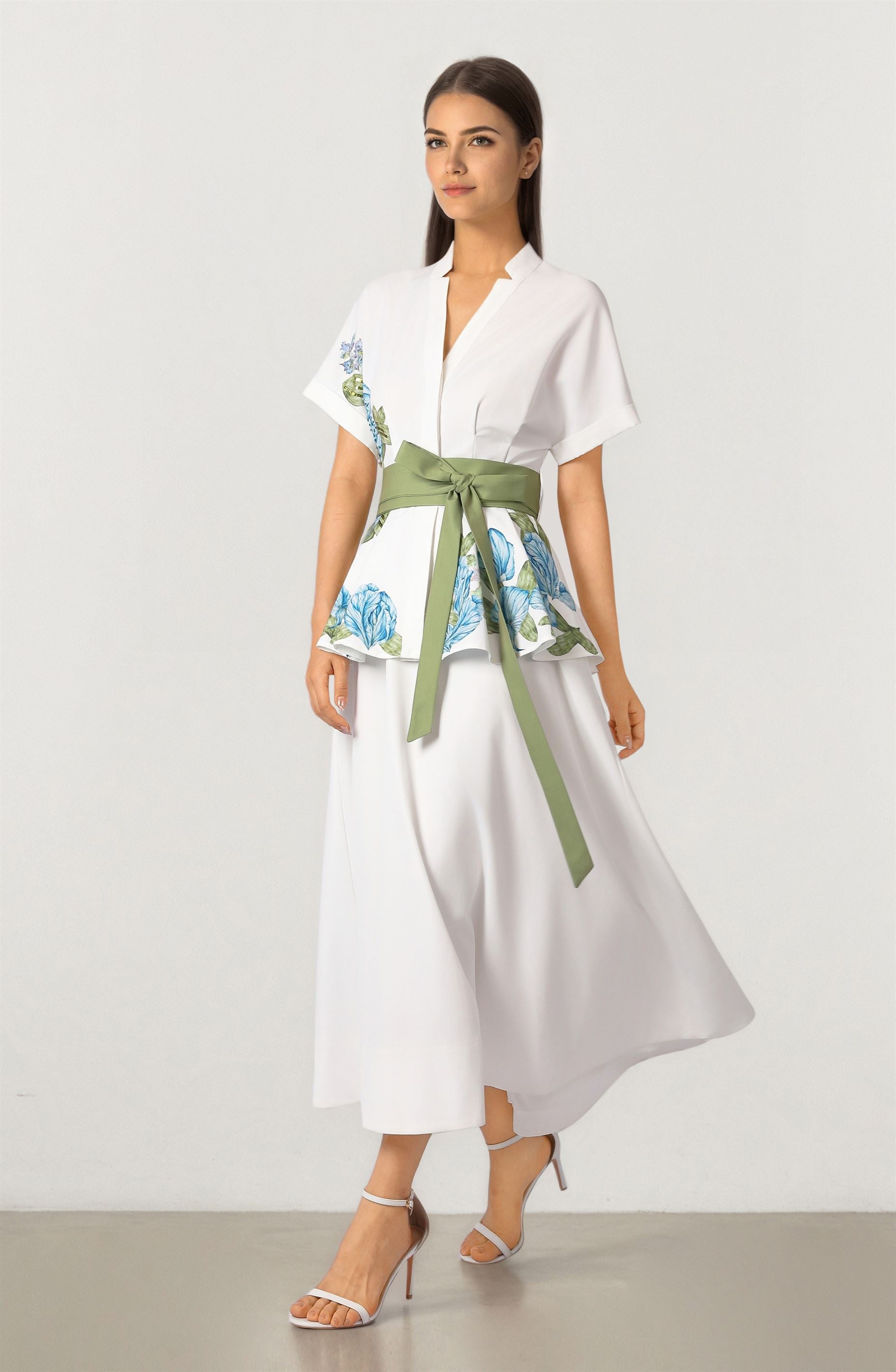 Belted Print Dress